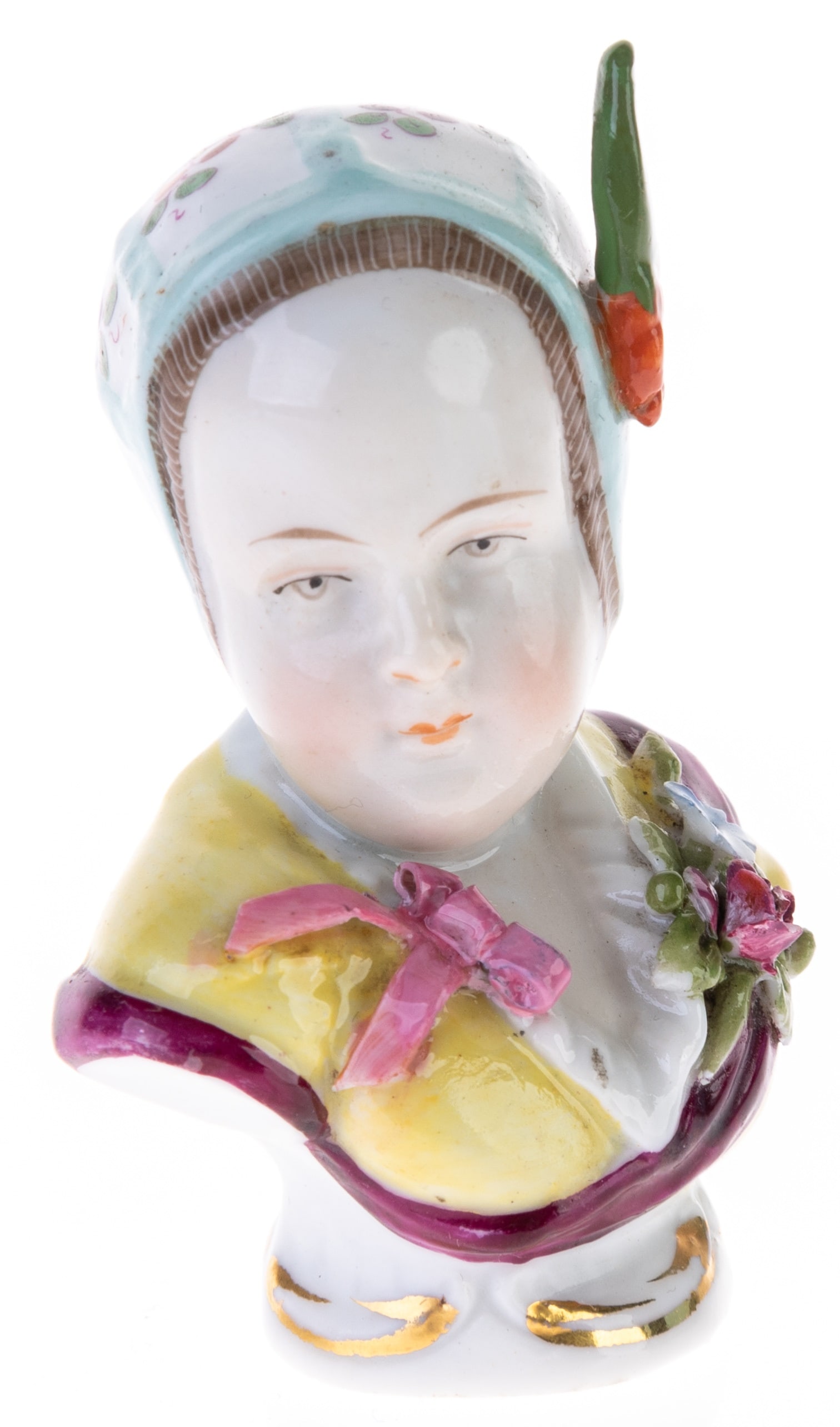 MEISSEN STYLE PORCELAIN BUST FIGURE: 3x5x6.5CM.From a collection of Wedgwood and other selected ceramic/porcelain objects. Kindly examine all photographs provided in this listing or ask for a condition report. All items offered are in ge