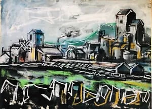 David Smith. South Africa, Carltonville, West Rand. Mixed Media. ca. 1970s.: David Smith 1920-1998 Painter using a richly Expressionist palette, draughtsman, printmaker and teacher, born in Lowestoft, Suffolk, where he attended the Technical School, also Lowestoft and Norwich