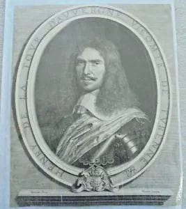 Portrait of Henry de la Tour d'Auvergne vicomte de Turenne - Nanteuil: 28 x 35cm. Robert Nanteuil after Philippe de Champaigne - French portrait artist / engraver Portrait of Henry de la Tour d'Auvergne vicomte de TurenneBust-length, turned to the left,in lettered oval f