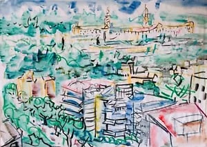 Parliament, Cape Town. David Smith. Ink / W/col. ca. 1954: David Smith 1920-1998 Painter using a richly Expressionist palette, draughtsman, printmaker and teacher, born in Lowestoft, Suffolk, where he attended the Technical School, also Lowestoft and Norwich
