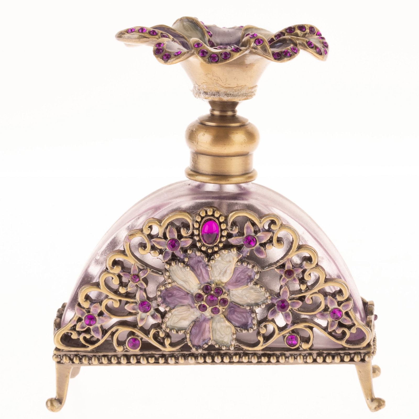 ART NOUVEAU STYLE GLASS & ENAMEL PERFUME SCENT BOTTLE ATOMISER: Kindly examine all photographs provided in this listing or ask for a condition report. All items offered are in generally good, pre-owned condition, unless otherwise specifically described, sold as se