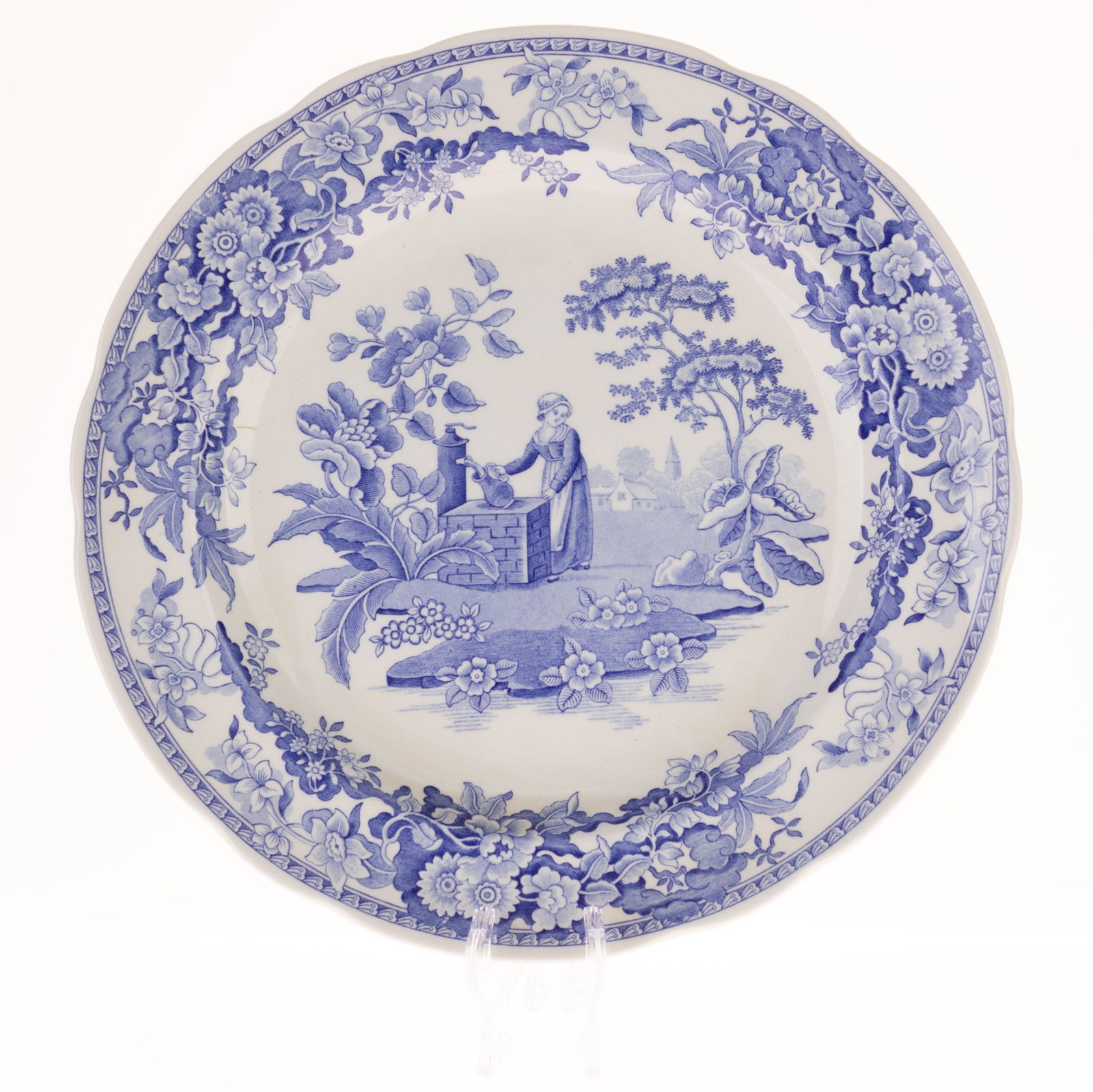 SPODE PORCELAIN CERAMIC GIRL AT WELL PATTERN PLATE: Kindly examine all photographs provided in this listing or ask for a condition report. All items offered are in generally good, pre-owned condition, unless otherwise specifically described, sold as se