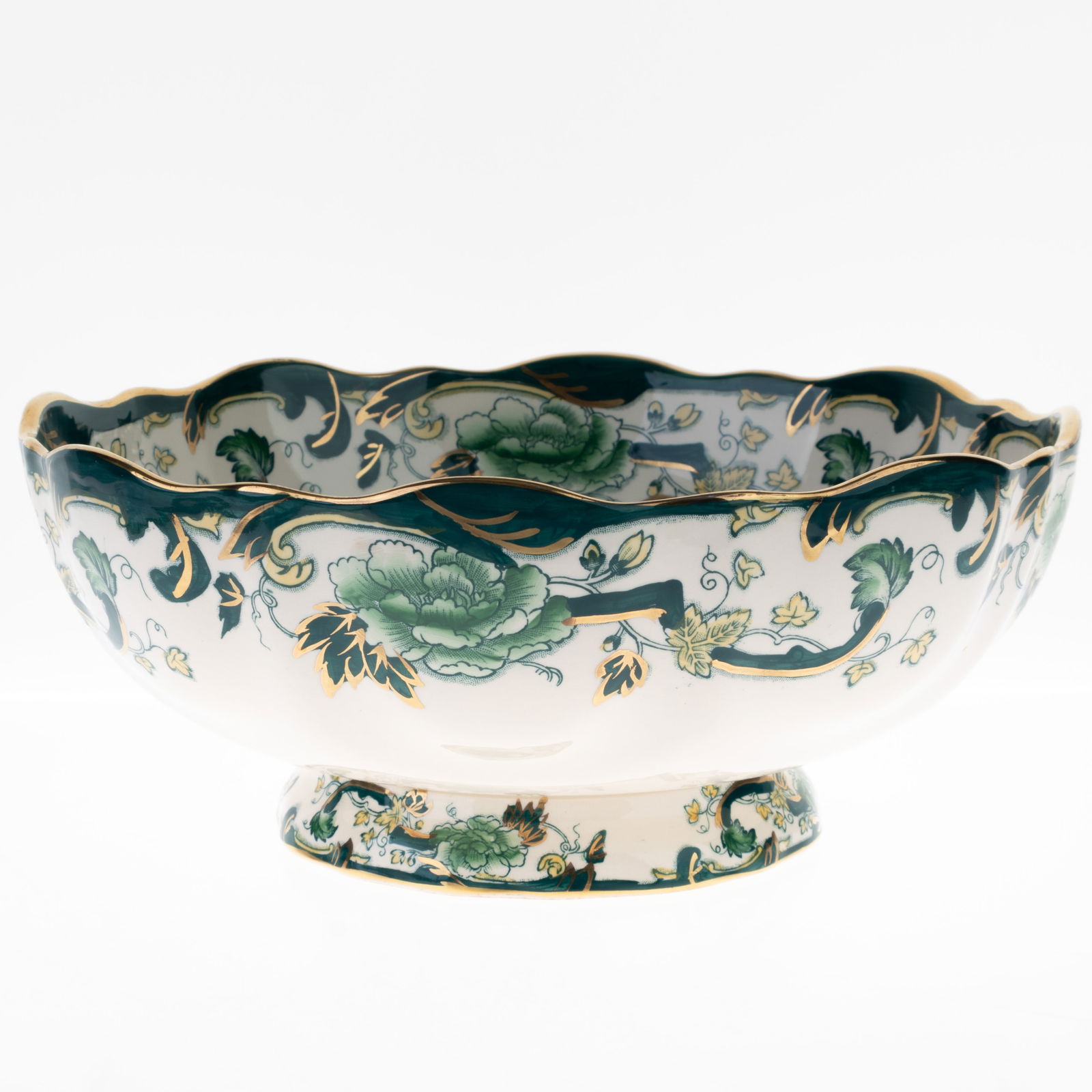 MASON'S CHARTREUSE PATTERN IRONSTONE CERAMIC PORCELAIN FOOTED BOWL (1 of 4)