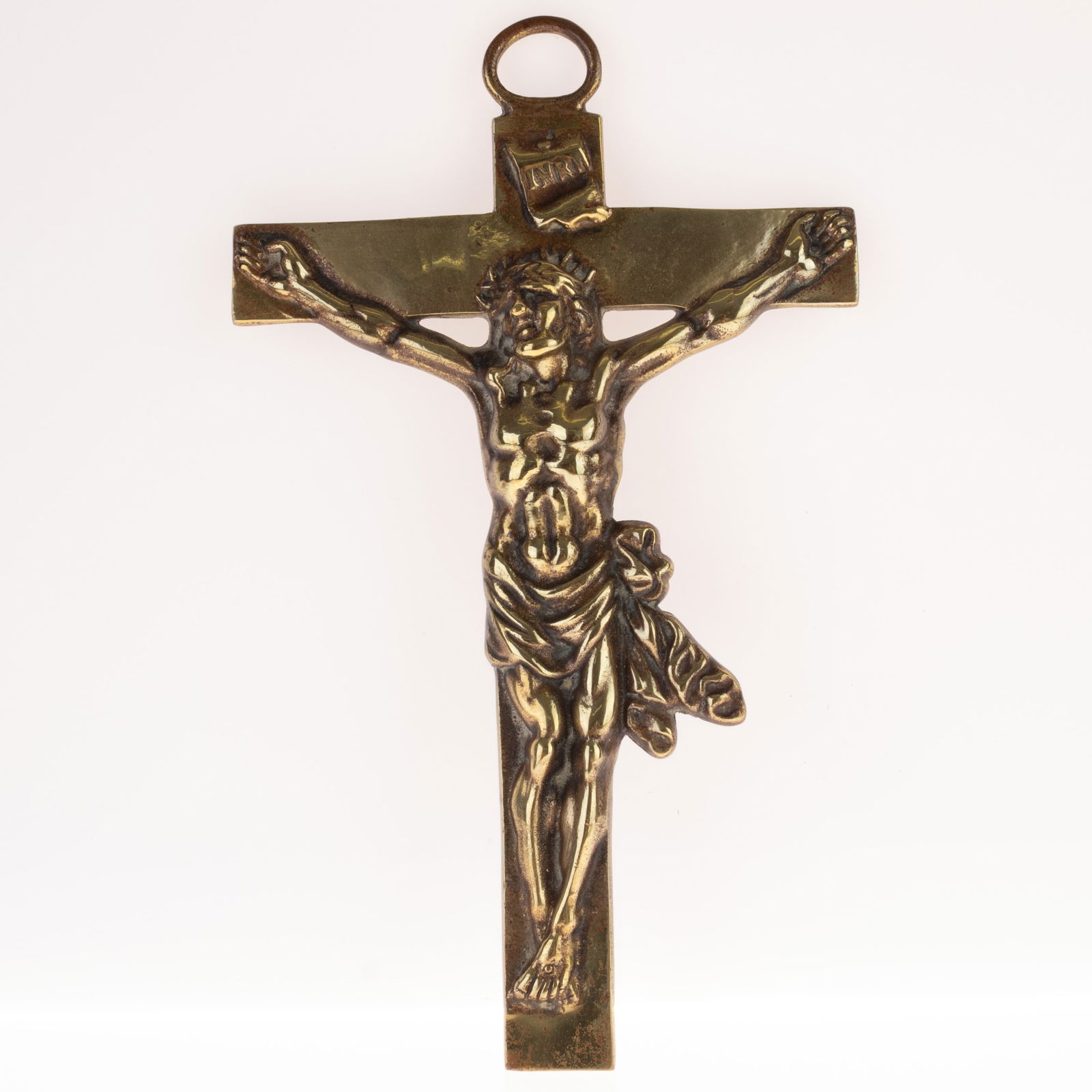 ANTIQUE BRASS RELIGIOUS CORPUS CHRISTI CRUCIFIX (1 of 3)