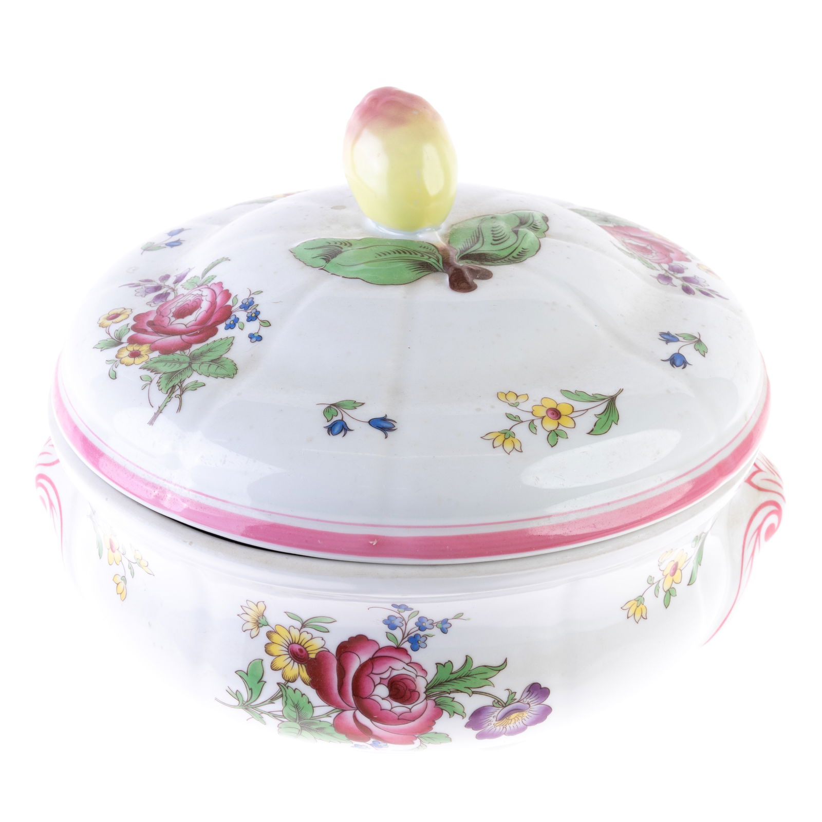 SPODE ENGLISH CERAMIC TUREEN: (DIA) 26CM. From a collection of Wedgwood and other selected ceramic/porcelain objects. Kindly examine all photographs provided in this listing or ask for a condition report. All items offered are in