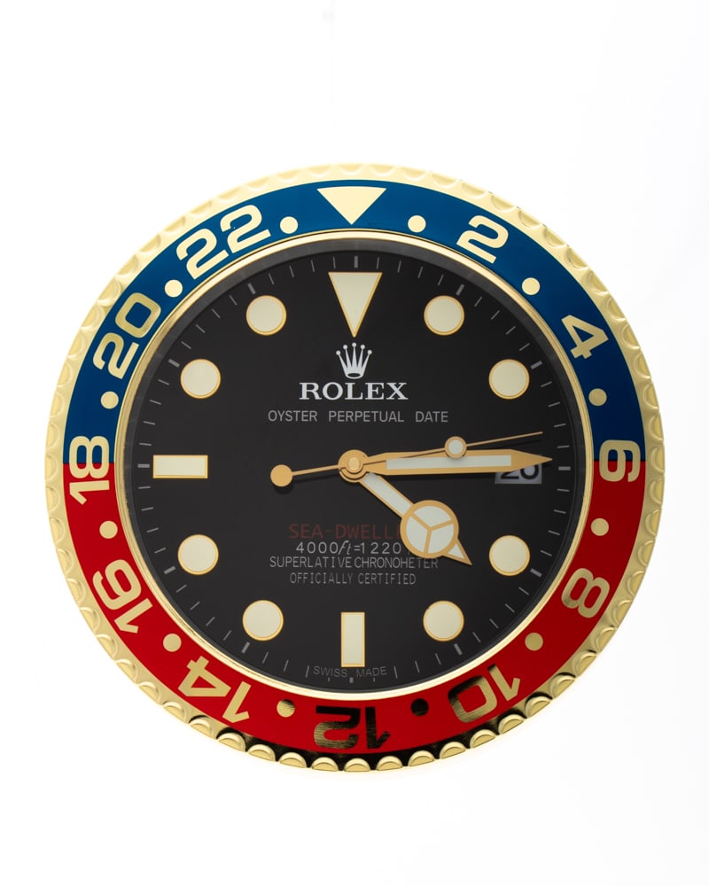 ROLEX GOLD PEPSI SEA DWELLER AUTHORISED WATCH DEALERSHIP CLOCK (1 of 1)