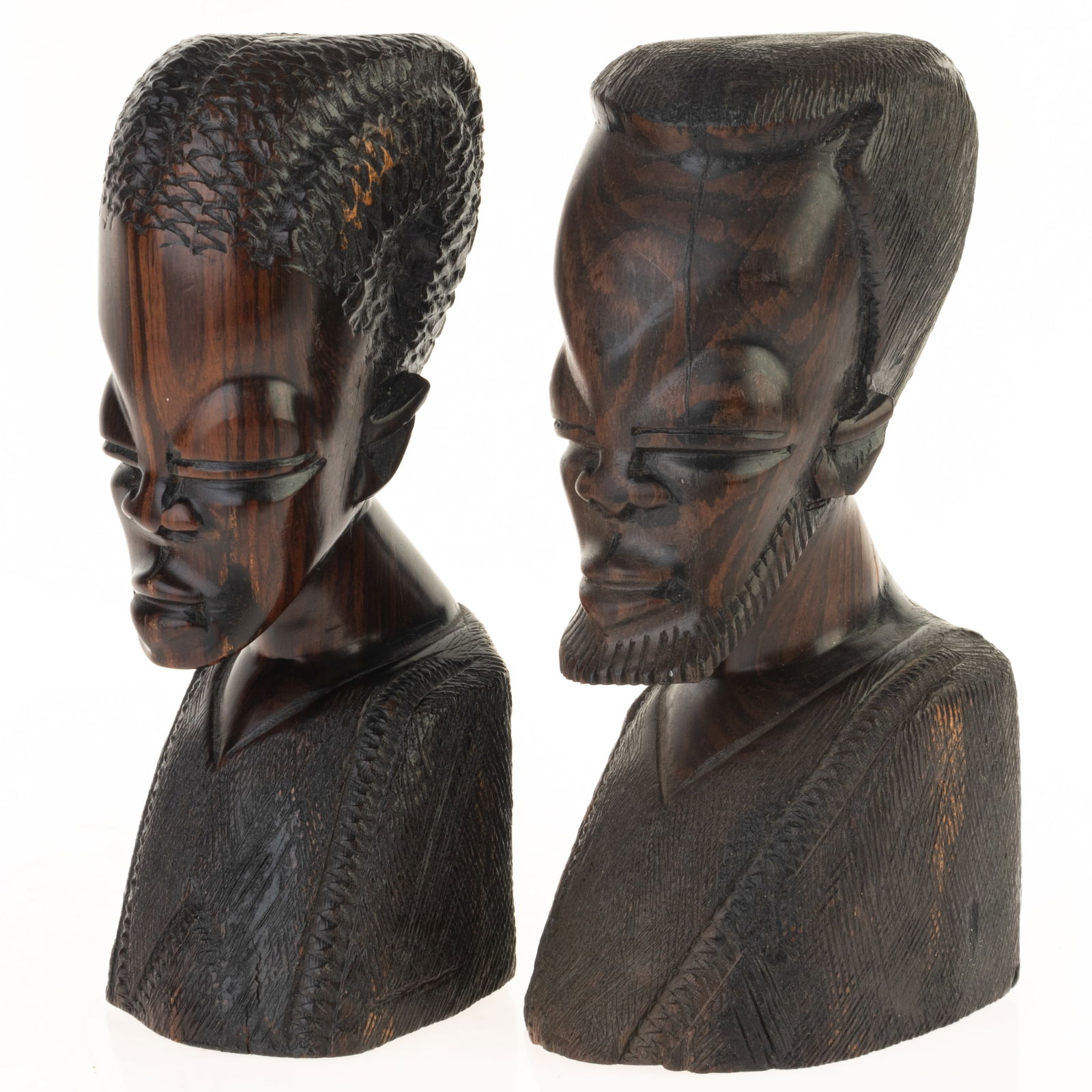 ANTIQUE PAIR OF AFRICAN ETHNOGRAPHIC CARVED WOOD FIGURES (1 of 4)