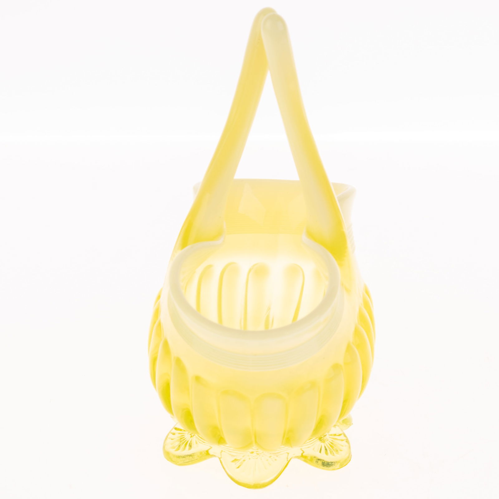 ANTIQUE VICTORIAN ART NOUVEAU VASELINE URANIUM GLASS BASKET (1 of 3)