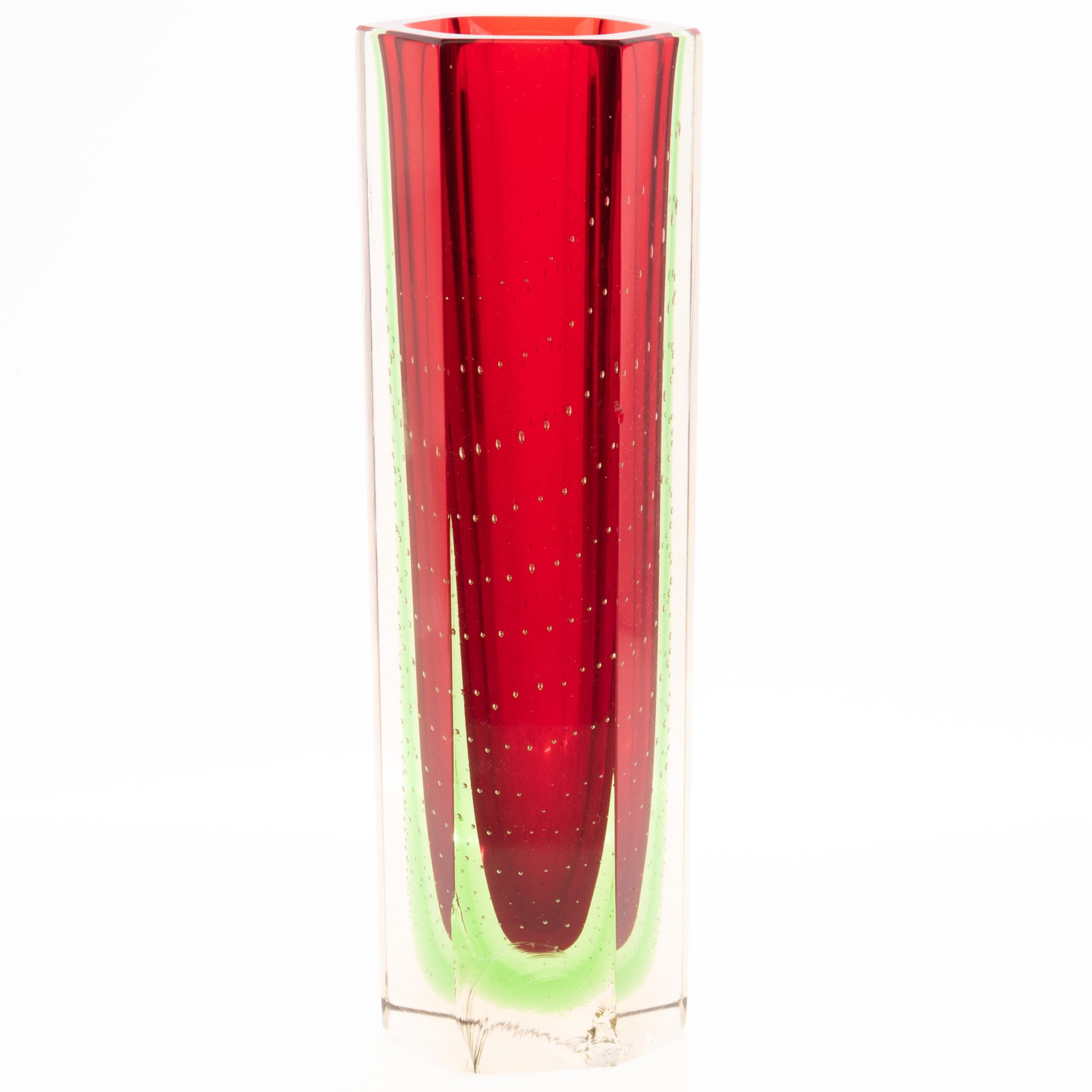 MURANO SOMMERSO GLASS FACETED URANIUM VASE BY MANDRUZZATO: Kindly examine all photographs provided in this listing or ask for a condition report. All items offered are in generally good, pre-owned condition, unless otherwise specifically described. The item i