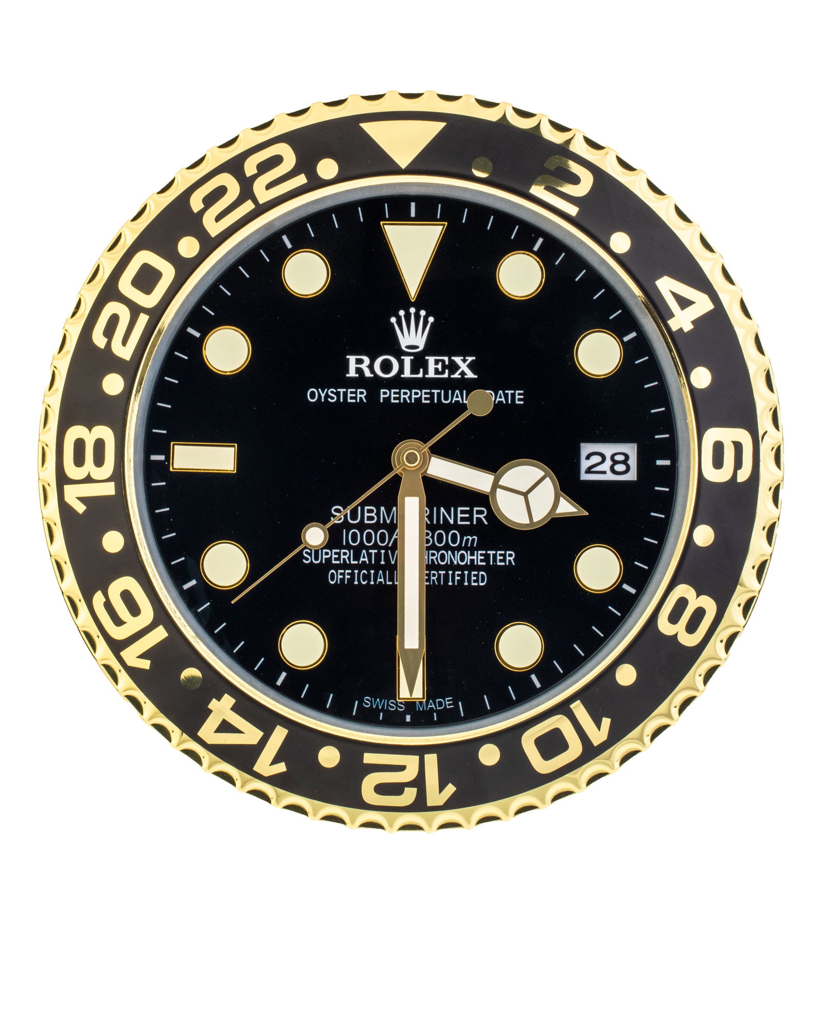 ROLEX GOLD & BLACK SUBMARINER AUTHORISED WATCH DEALERSHIP CLOCK (1 of 1)
