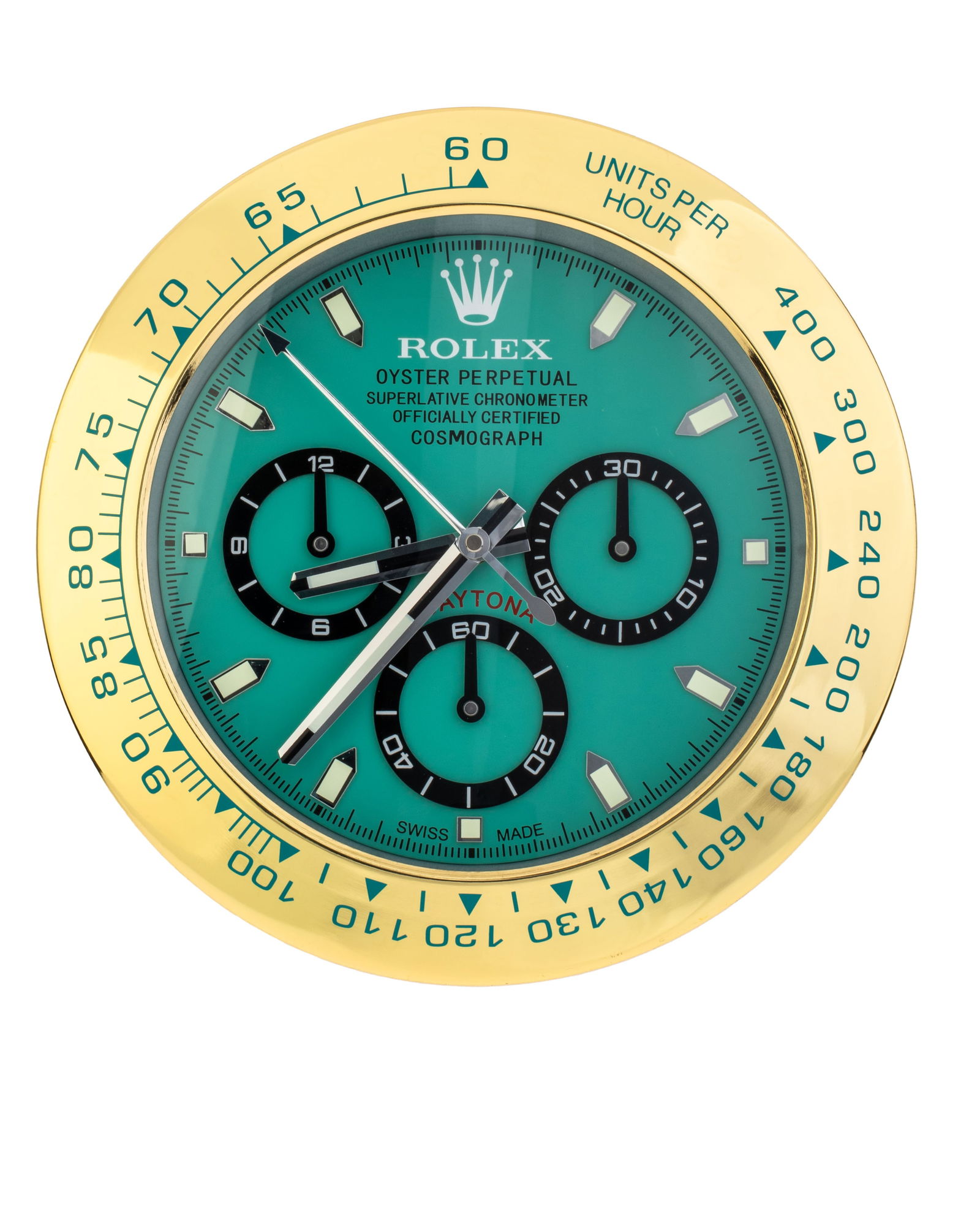 ROLEX GOLD & TIFFANY BLUE DAYTONA AUTHORISED WATCH DEALERSHIP CLOCK (1 of 1)