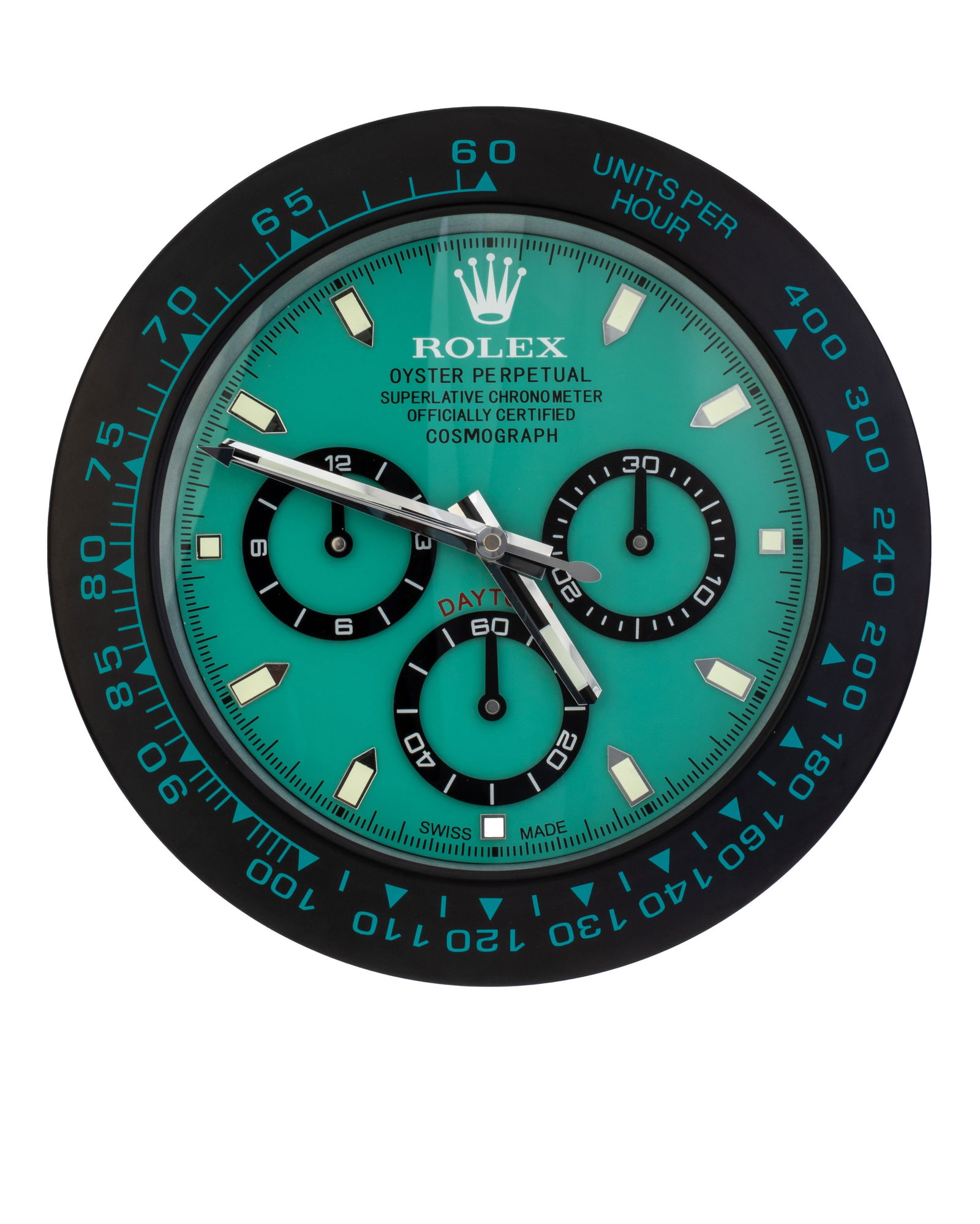 ROLEX BLACK & TIFFANY BLUE DAYTONA AUTHORISED WATCH DEALERSHIP CLOCK (1 of 1)