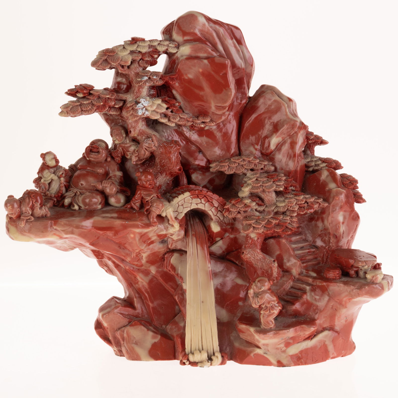 LARGE CHINESE SOAPSTONE CARVING OF MOUNTAINOUS LANDSCAPE WITH BUDDHA (1 of 3)