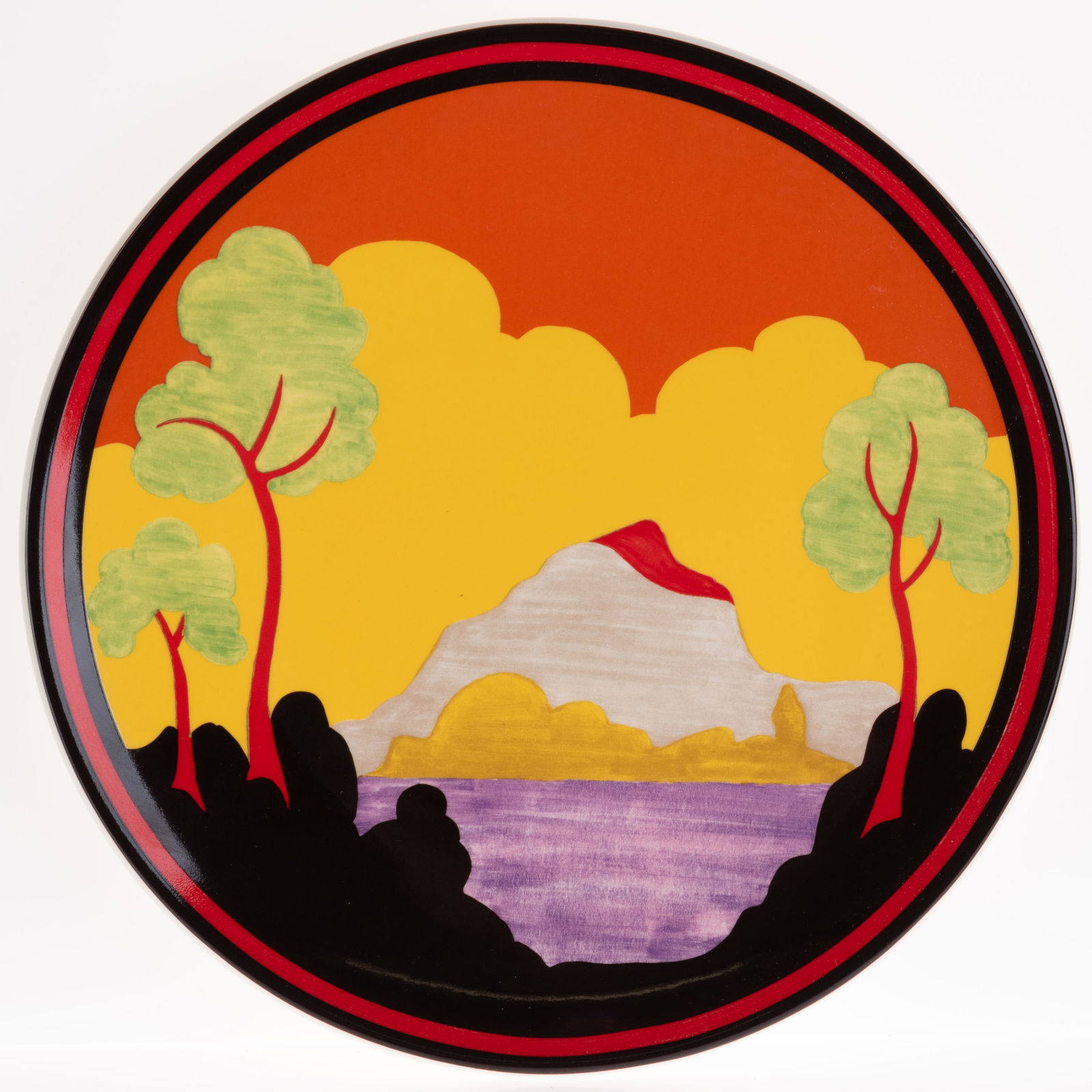 LARGE CLARICE CLIFF DESIGN WEDGWOOD PORCELAIN CERAMIC CHARGER PLATE (1 of 3)