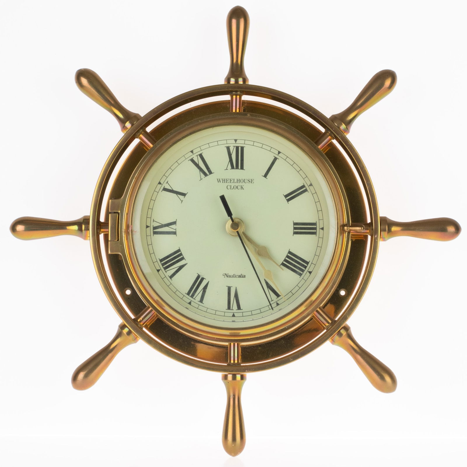 NAUTICAL MARITIME BRASS SHIP WHEEL WALL CLOCK (1 of 4)