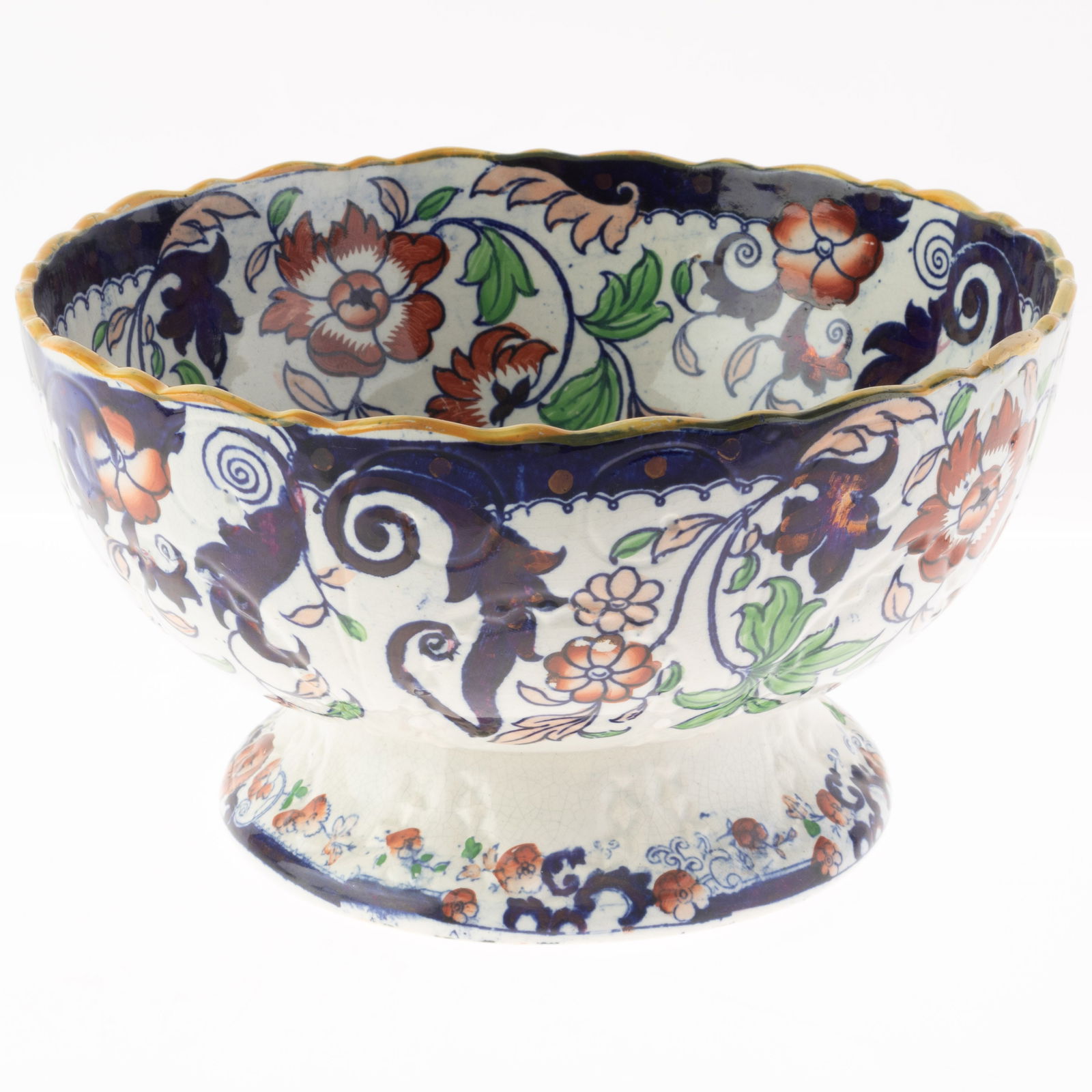 ANTIQUE IRONSTONE CERAMIC POTTERY JAPANESE IMARI PATTERN BOWL (1 of 3)