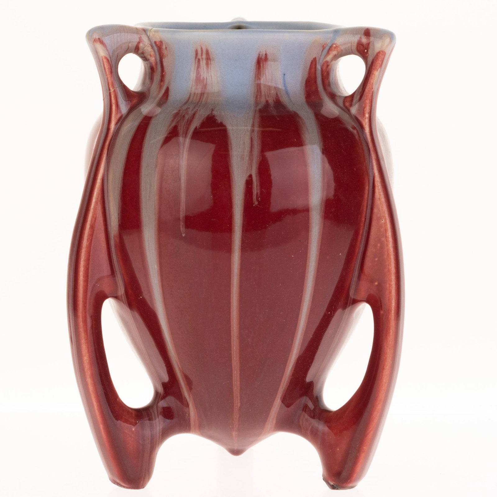 ANTIQUE BELGIAN ART NOUVEAU GLAZED CERAMIC FAIENCE POTTERY VASE (1 of 3)