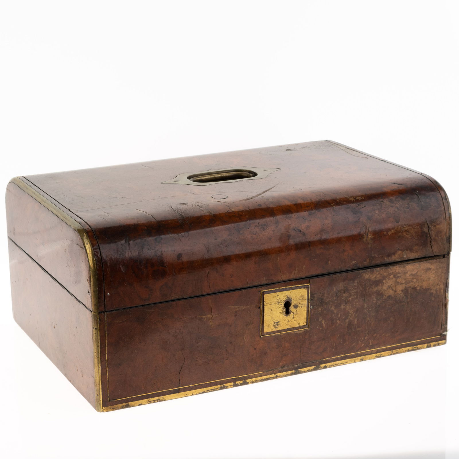 ANTIQUE MAHOGANY & BRASS MIRRORED BOX: Kindly examine all photographs provided in this listing or ask for a condition report. All items offered are in generally good, pre-owned condition, unless otherwise specifically described. The item i