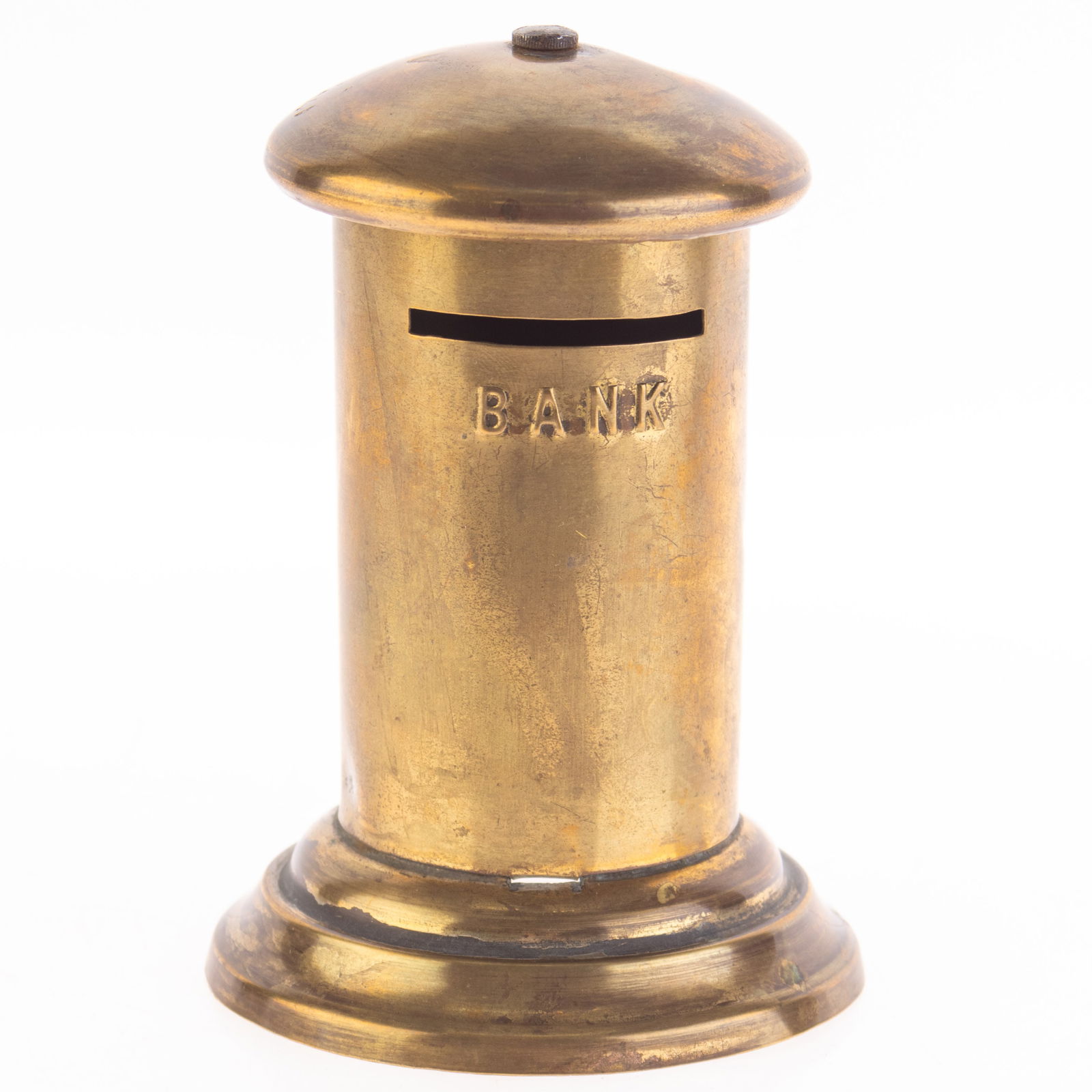ANTIQUE ENGLISH BRASS POST BOX COIN BANK (1 of 3)