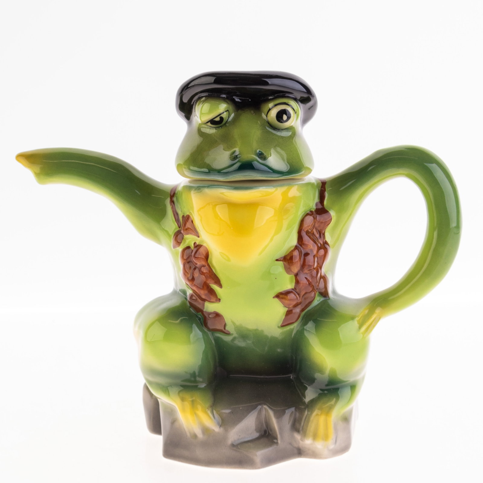NOVELTY BURSLEM WOOD POTTERY CERAMIC FROG TEAPOT: Kindly examine all photographs provided in this listing or ask for a condition report. All items offered are in generally good, pre-owned condition, unless otherwise specifically described. The item i