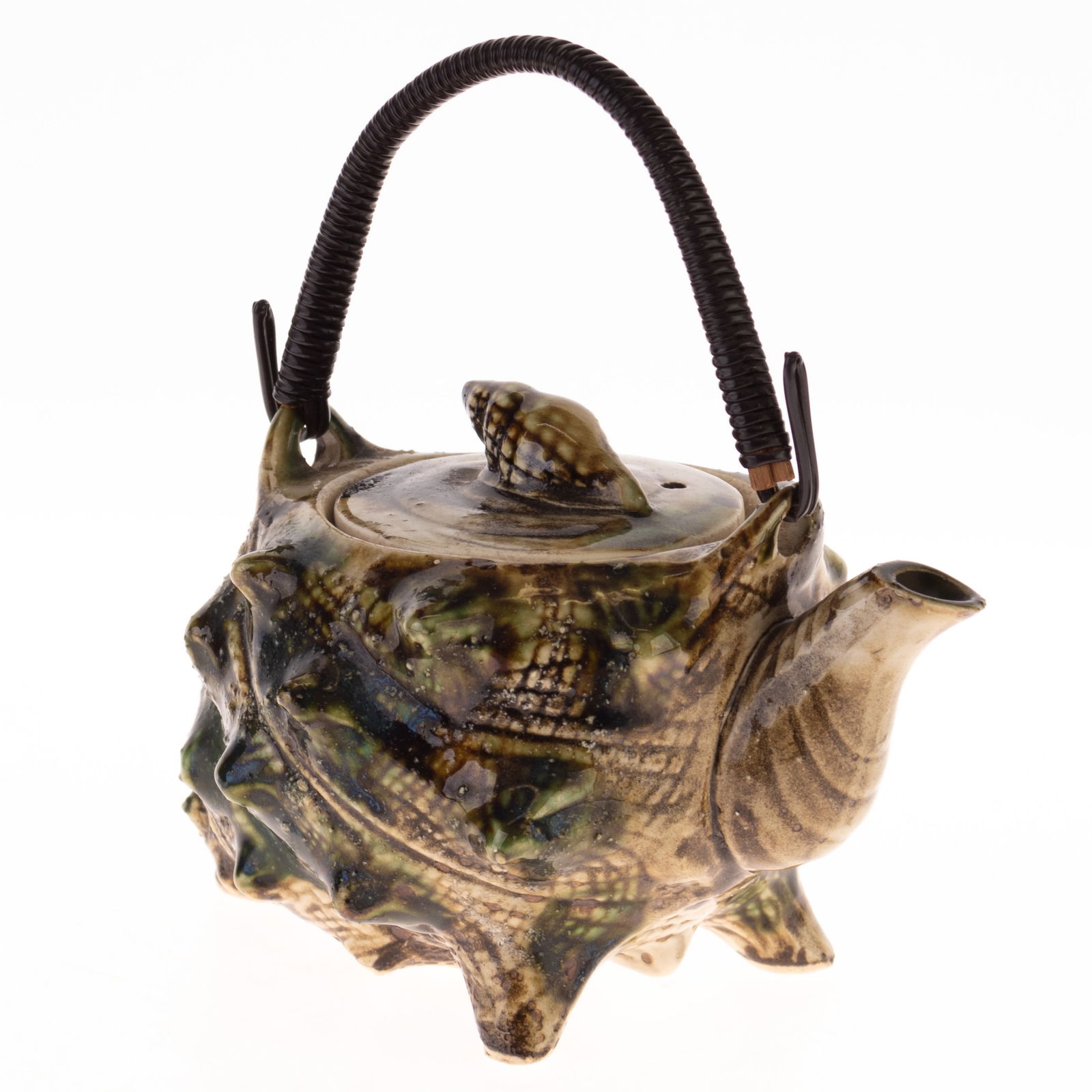 ANTIQUE MAJOLICA NAUTILUS CONCH SHELL TEAPOT (1 of 3)