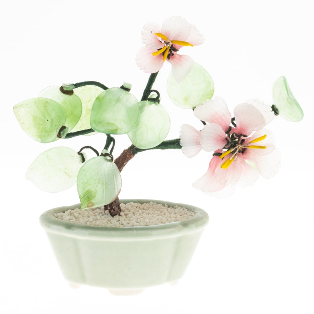 CHINESE CELADON PORCELAIN CERAMIC CARVED JADE BONZAI TREE PLANTER (1 of 3)