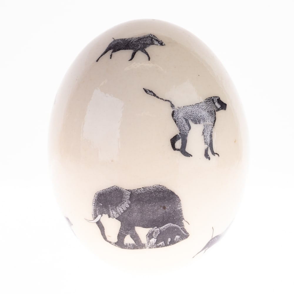 PAINTED OSTRICH EGG WITH AFRICAN WILD ANIMALS (1 of 3)