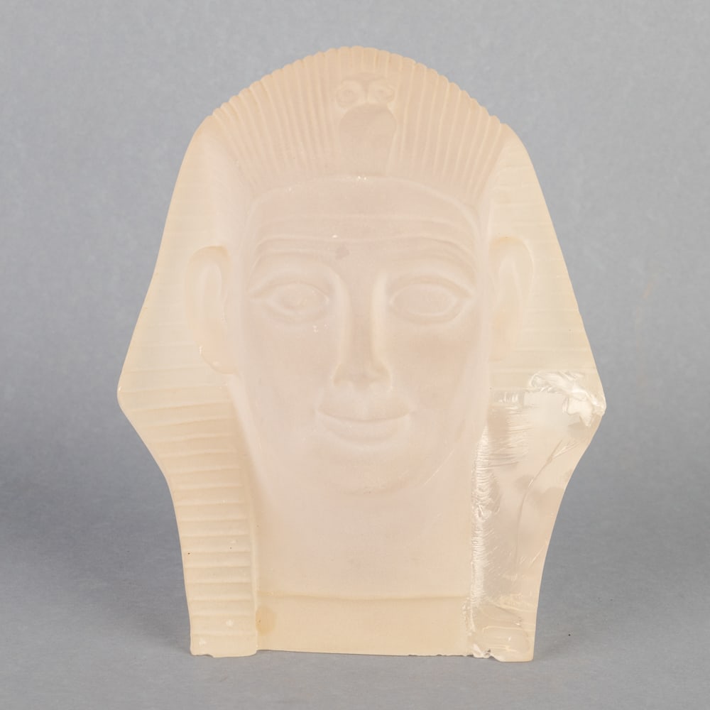 FROSTED GLASS BUST OF EGYPTIAN PHARAOH (1 of 3)