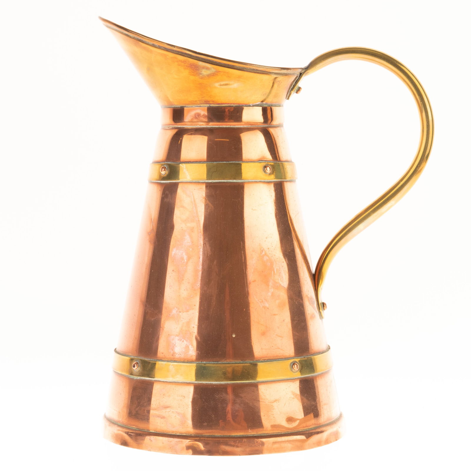ANTIQUE VICTORIAN COPPER & BRASS PITCHER JUG (1 of 3)