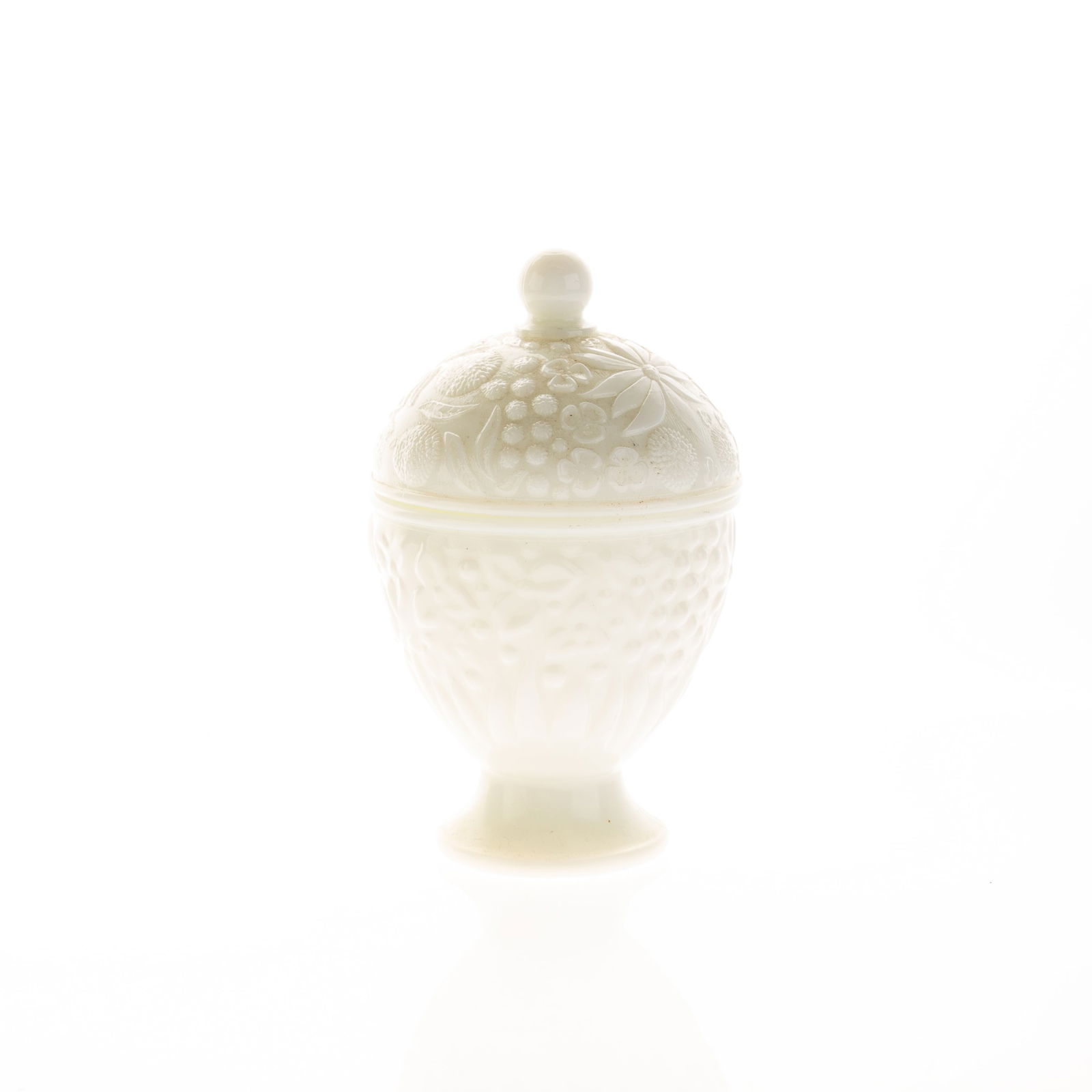 ANTIQUE MILK GLASS LIDDED JAR (1 of 2)