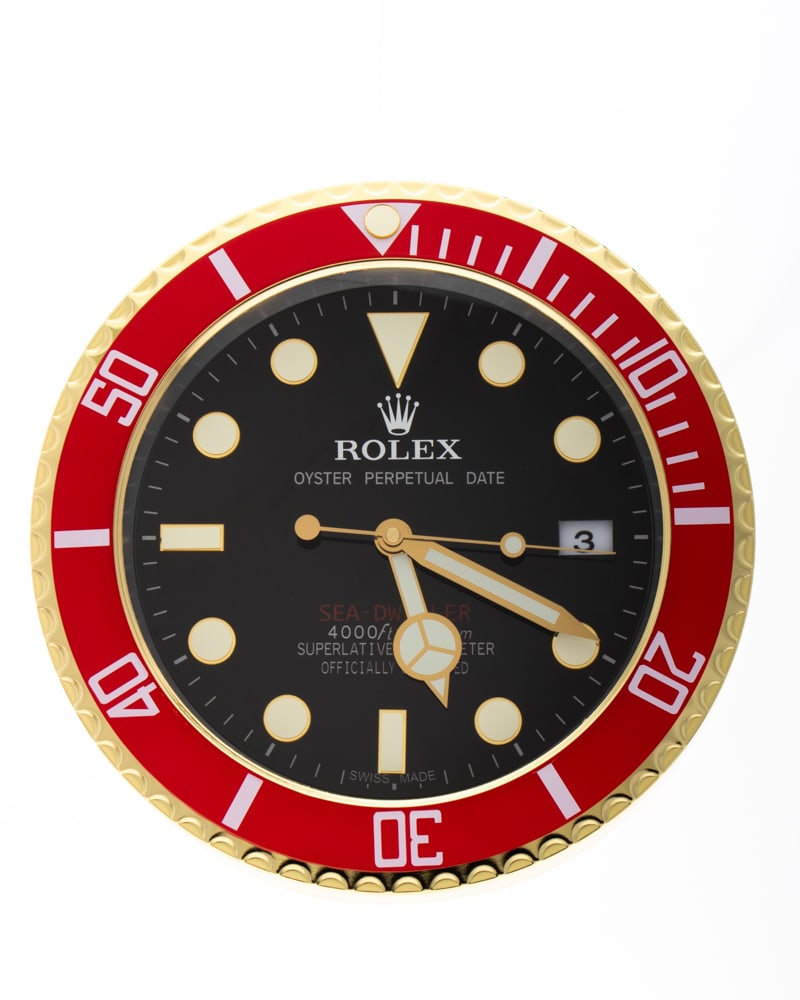 ROLEX GOLD, RED & BLACK SEA DWELLER AUTHORISED WATCH DEALERSHIP CLOCK (1 of 1)