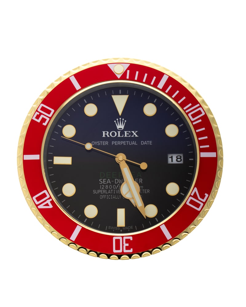 ROLEX GOLD, RED & BLACK DEEPSEA DWELLER AUTHORISED WATCH DEALERSHIP CLOCK (1 of 1)