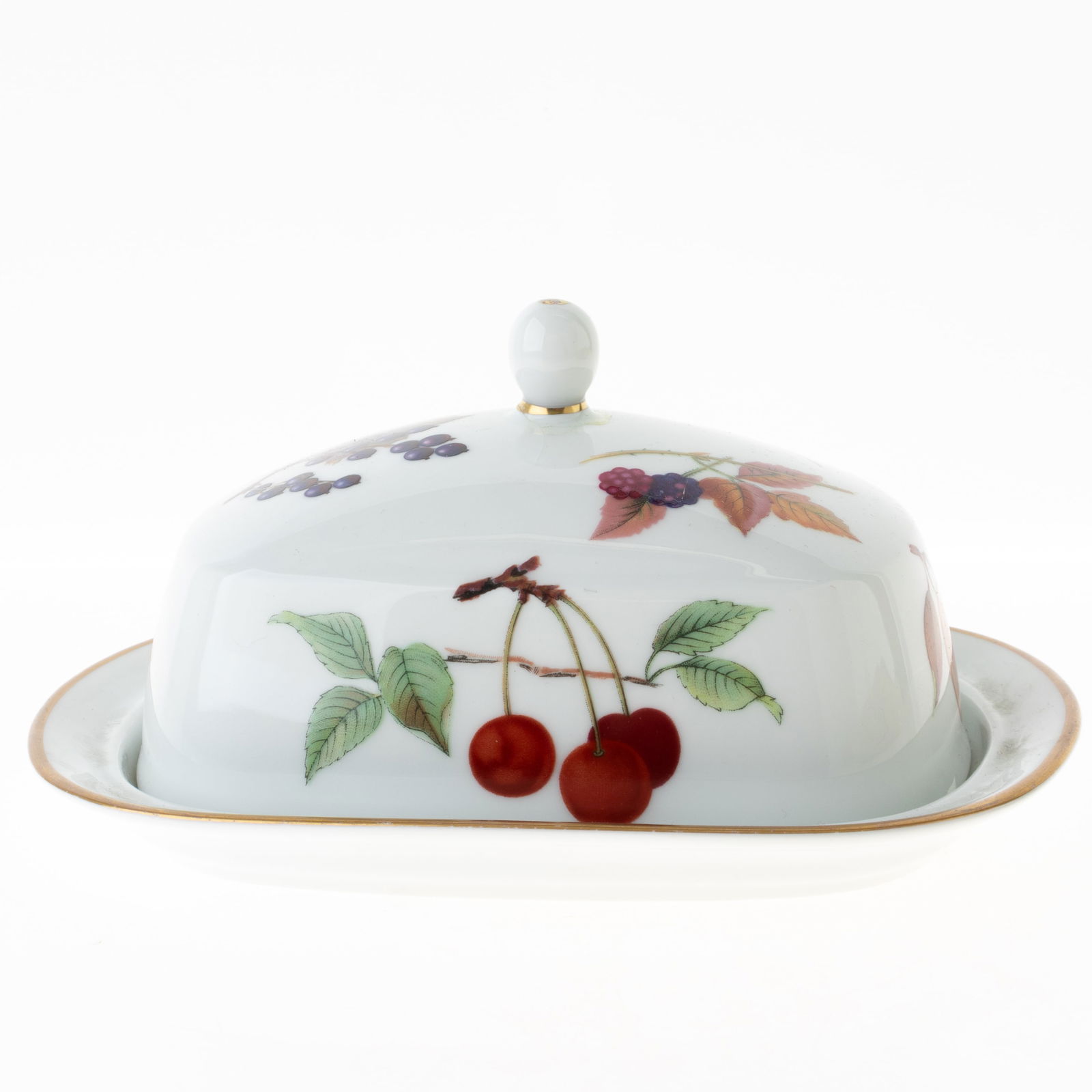 ROYAL WORCESTER PORCELAIN CERAMIC EVESHAM PATTERN LIDDED BUTTER DISH (1 of 5)