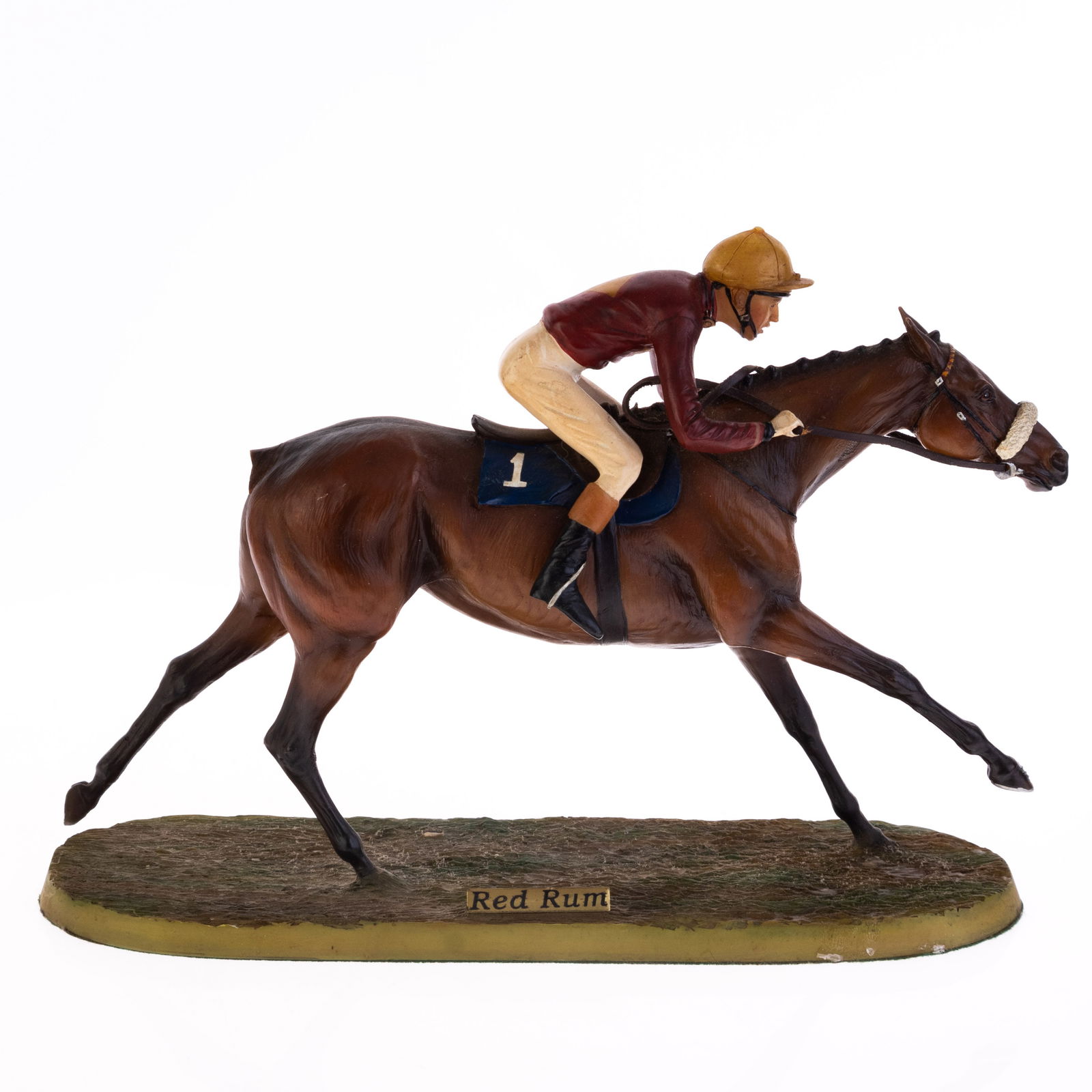 DANBURY MINT EQUESTRIAN PORCELAIN FIGURE OF A HORSE JOCKEY: Kindly examine all photographs provided in this listing or ask for a condition report. All items offered are in generally good, pre-owned condition, unless otherwise specifically described, sold as se