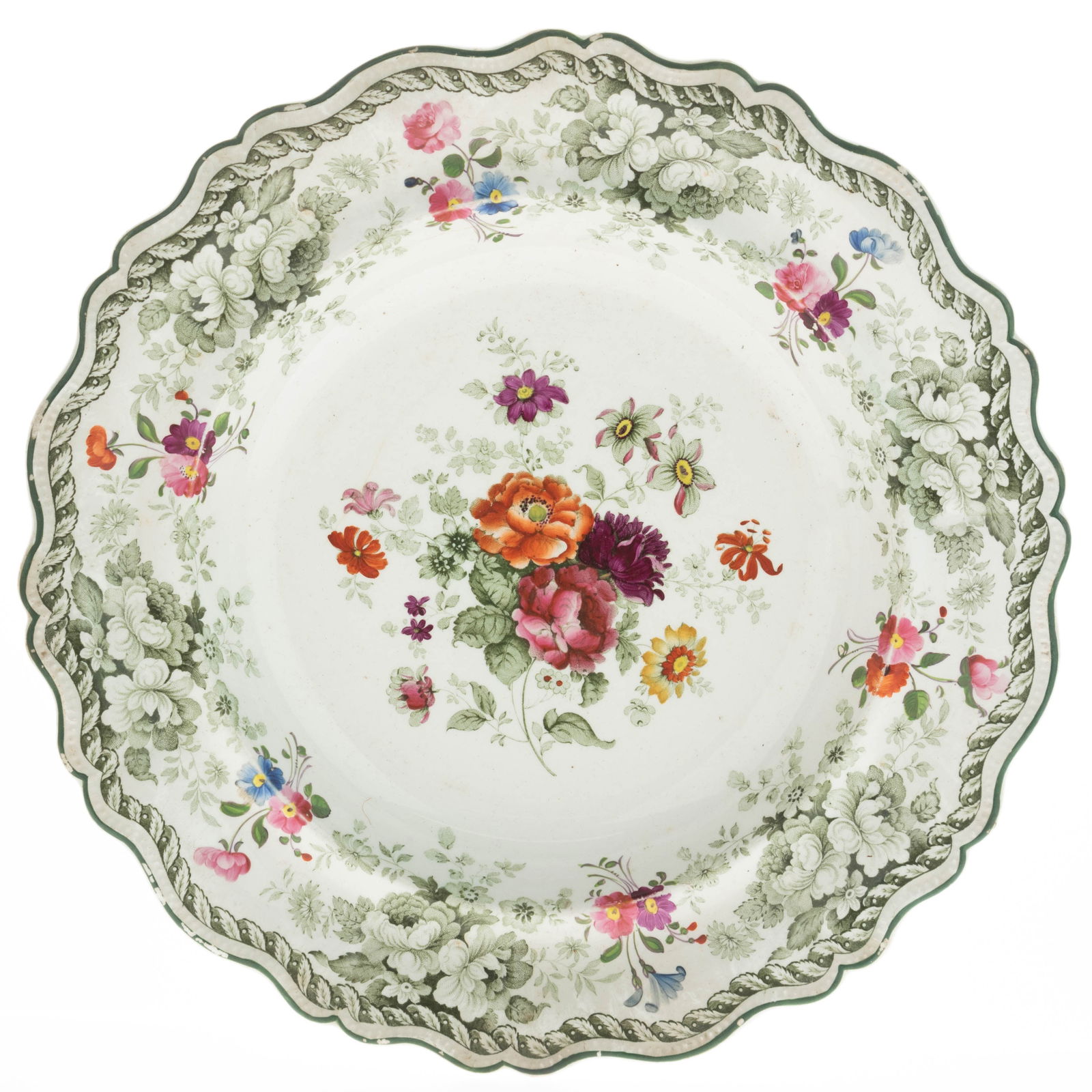 ANTIQUE MID 19TH CENTURY STAFFORDSHIRE IRONSTONE CERAMIC FLORAL PATTERN PLATE (1 of 3)