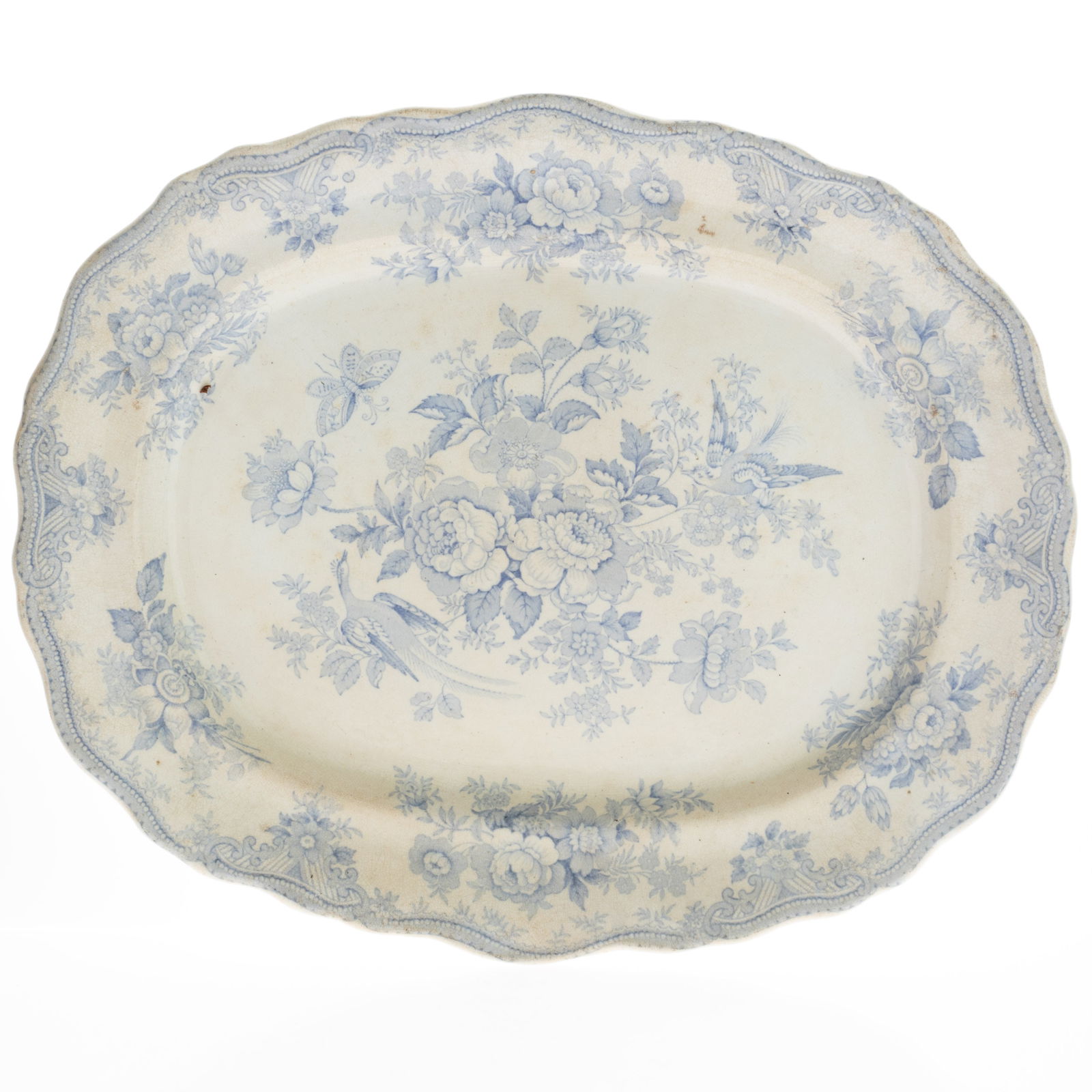 ANTIQUE TRANSFERWARE ASIATIC PHEASANTS PATTERN CERAMIC PORCELAIN PLATTER (1 of 3)