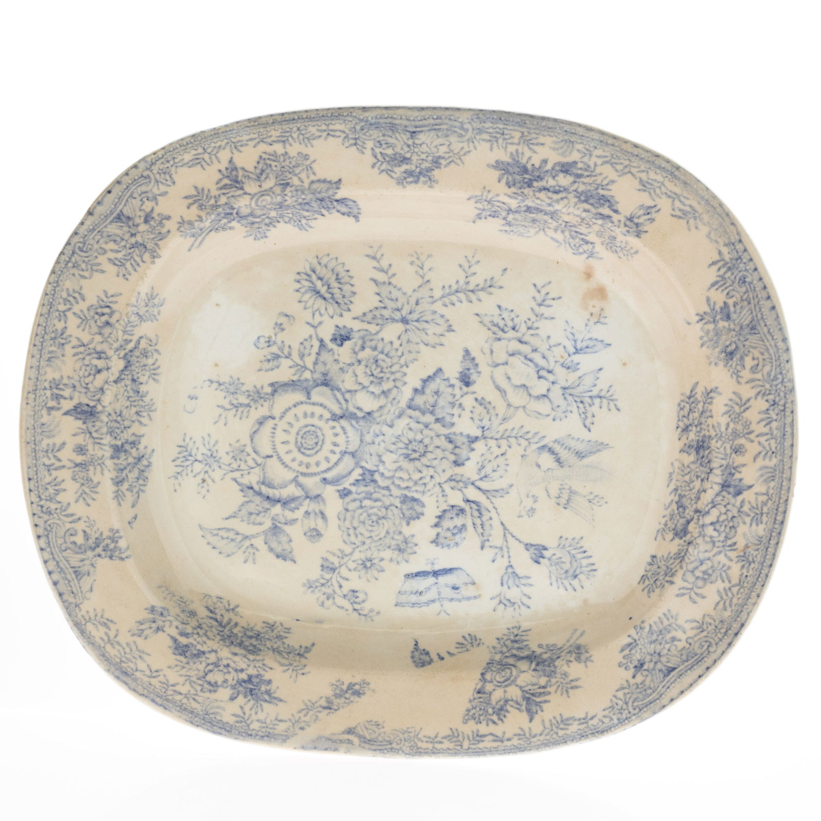 ANTIQUE TRANSFERWARE FLORAL PATTERN CERAMIC PORCELAIN PLATTER (1 of 3)