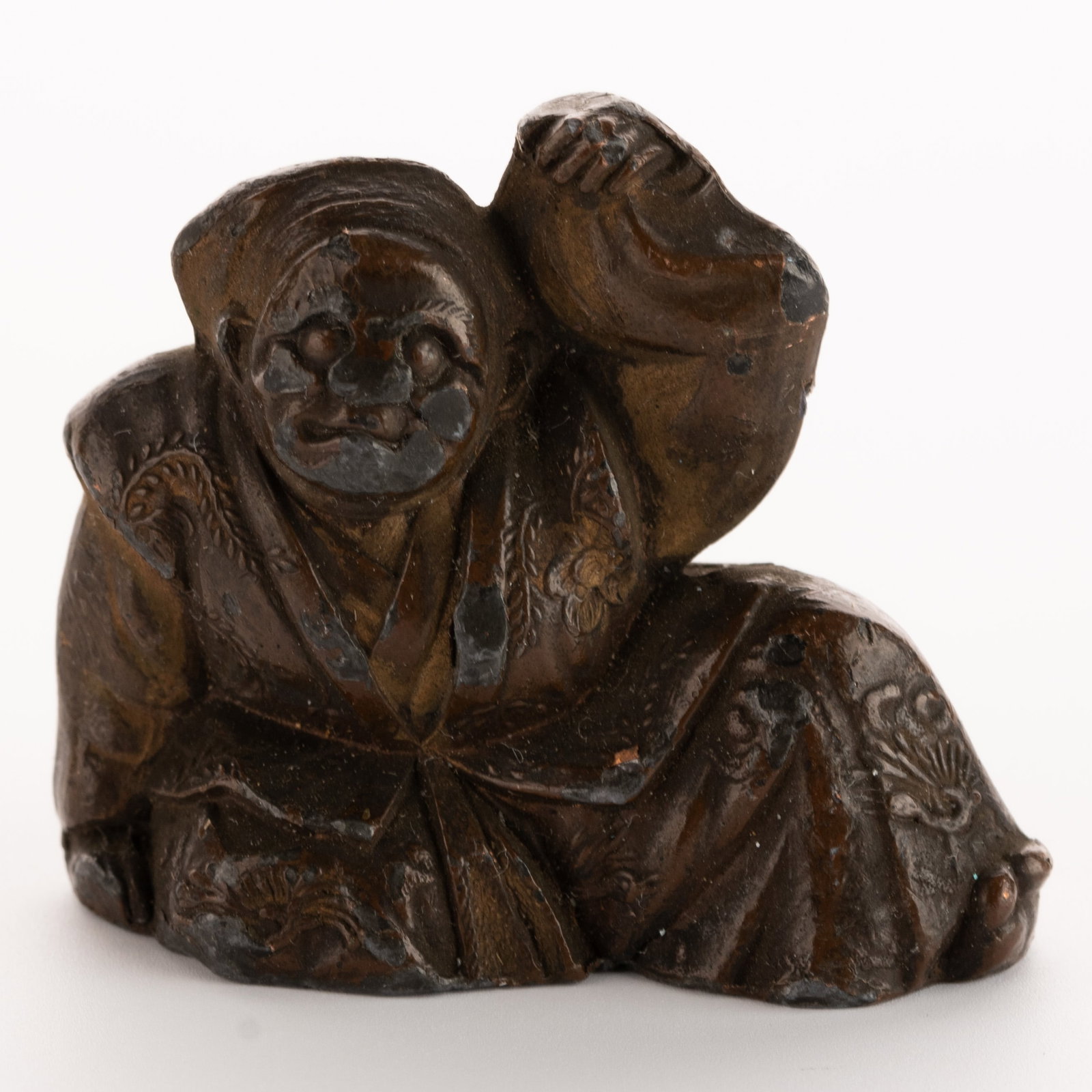 ANTIQUE JAPANESE BRONZE NETSUKE: Kindly examine all photographs provided in this listing or ask for a condition report. All items offered are in generally good, pre-owned condition, unless otherwise specifically described, sold as se