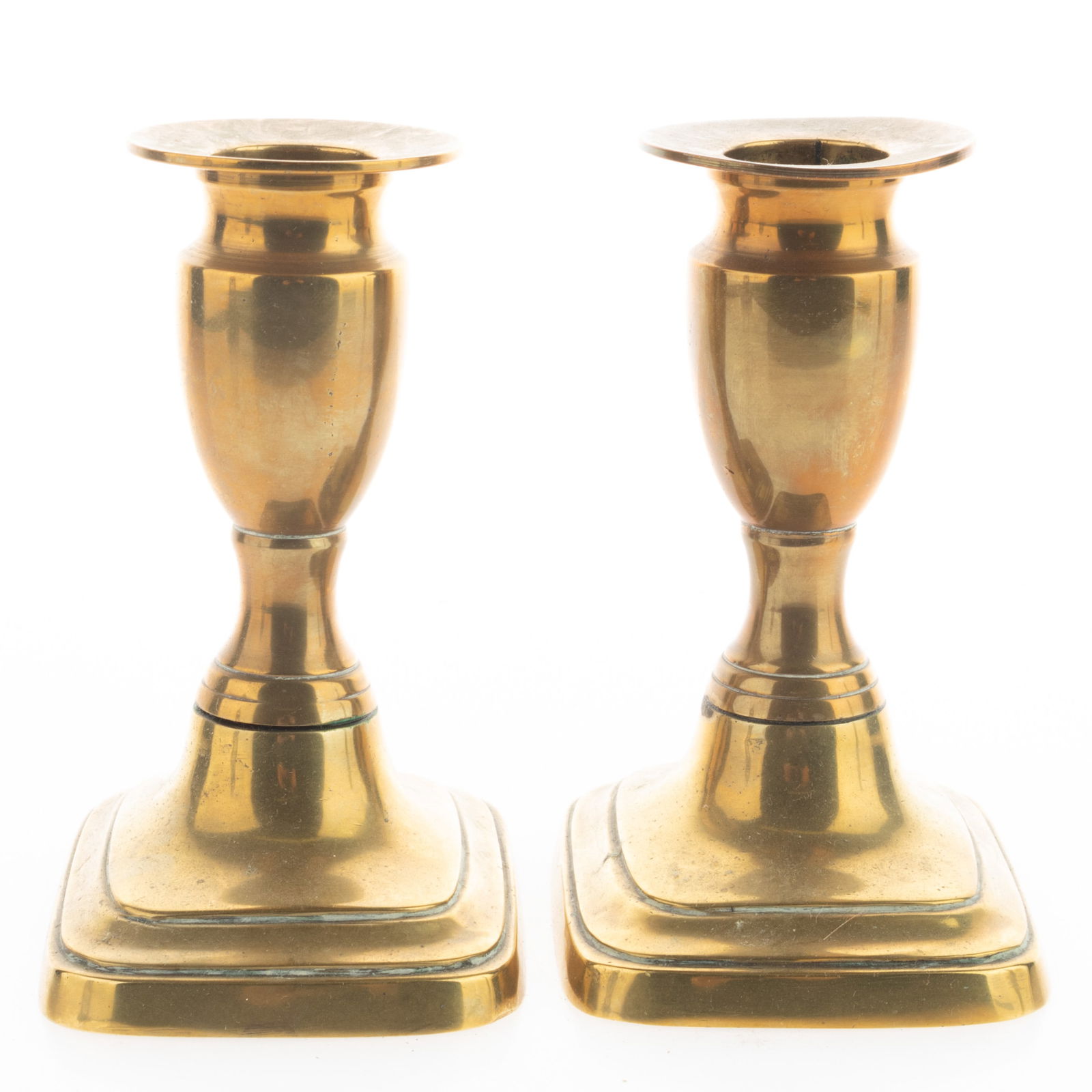 ANTIQUE VICTORIAN BRASS CANDLE HOLDERS (1 of 3)