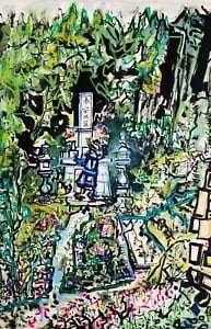 A Japanese Shrine: David Smith 1920-1998 Painter using a richly Expressionist palette, draughtsman, printmaker and teacher, born in Lowestoft, Suffolk, where he attended the Technical School, also Lowestoft and Norwich