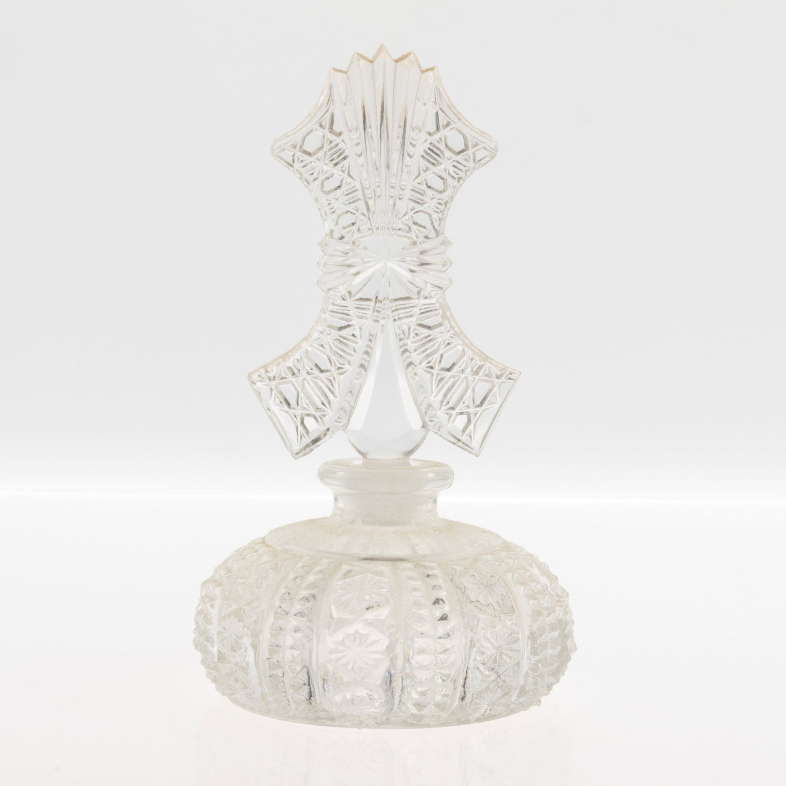 FINE ANTIQUE CUT CRYSTAL GLASS SCENT PERFUME BOTTLE FLACON (1 of 3)