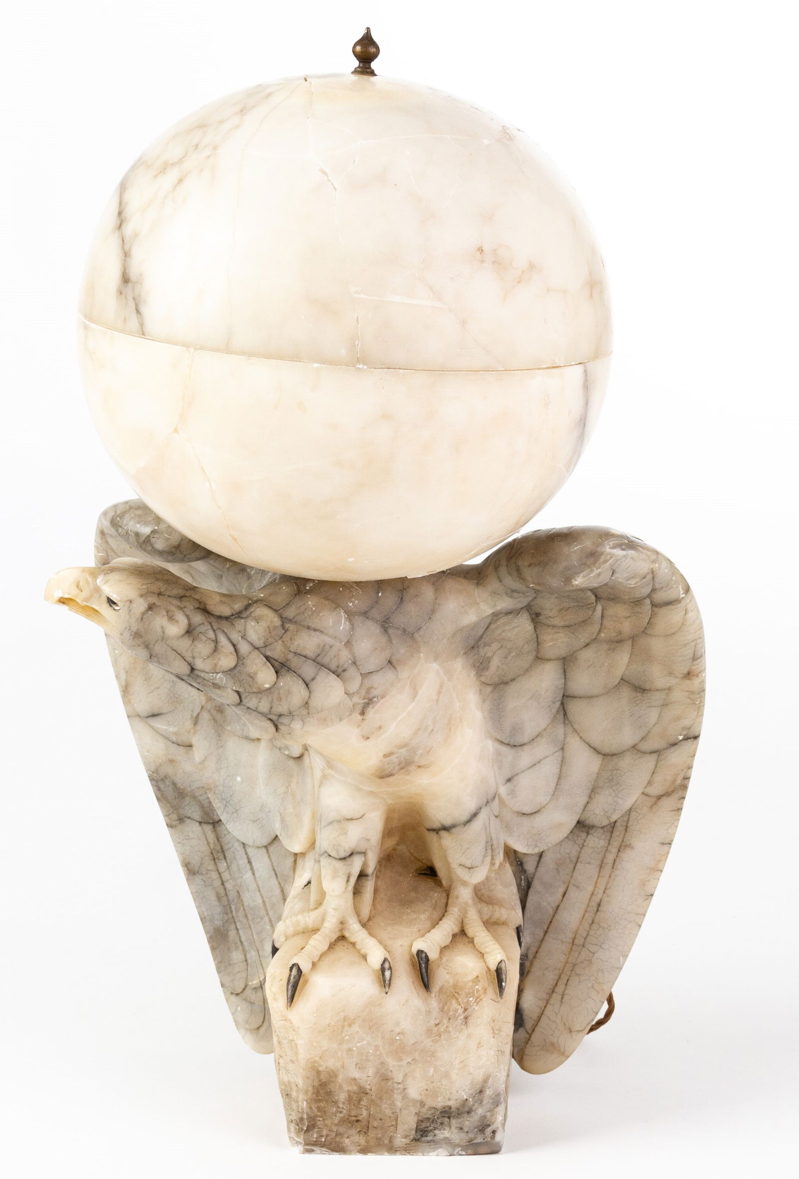 A LARGE ANTIQUE ART DECO ALABASTER SIGNED EAGLE LAMP SCULPTURE (1 of 6)