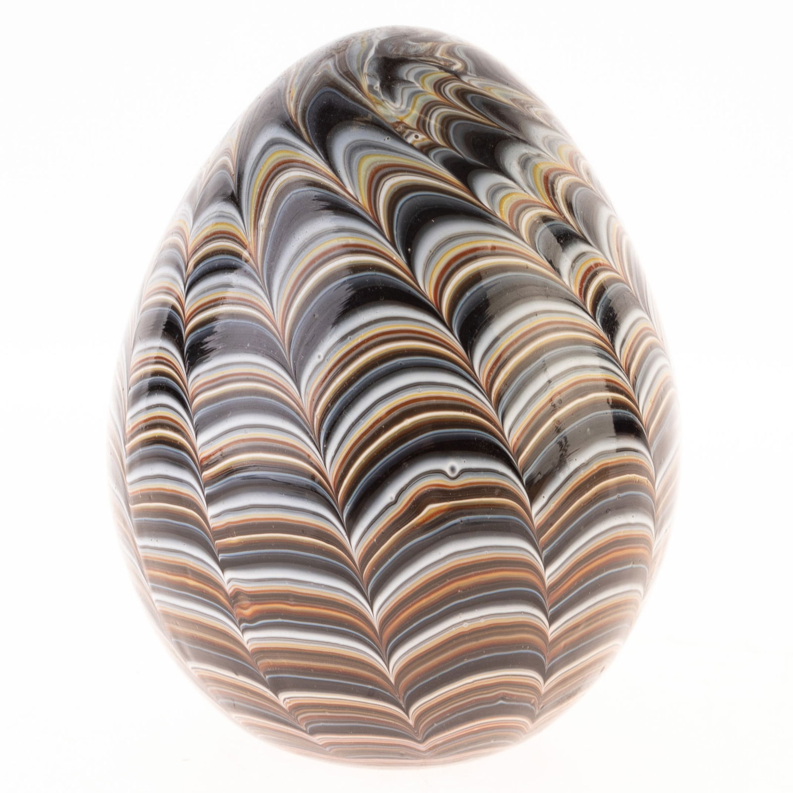 SIGNED STUDIO GLASS HANDBLOWN EGG PAPERWEIGHT (1 of 3)