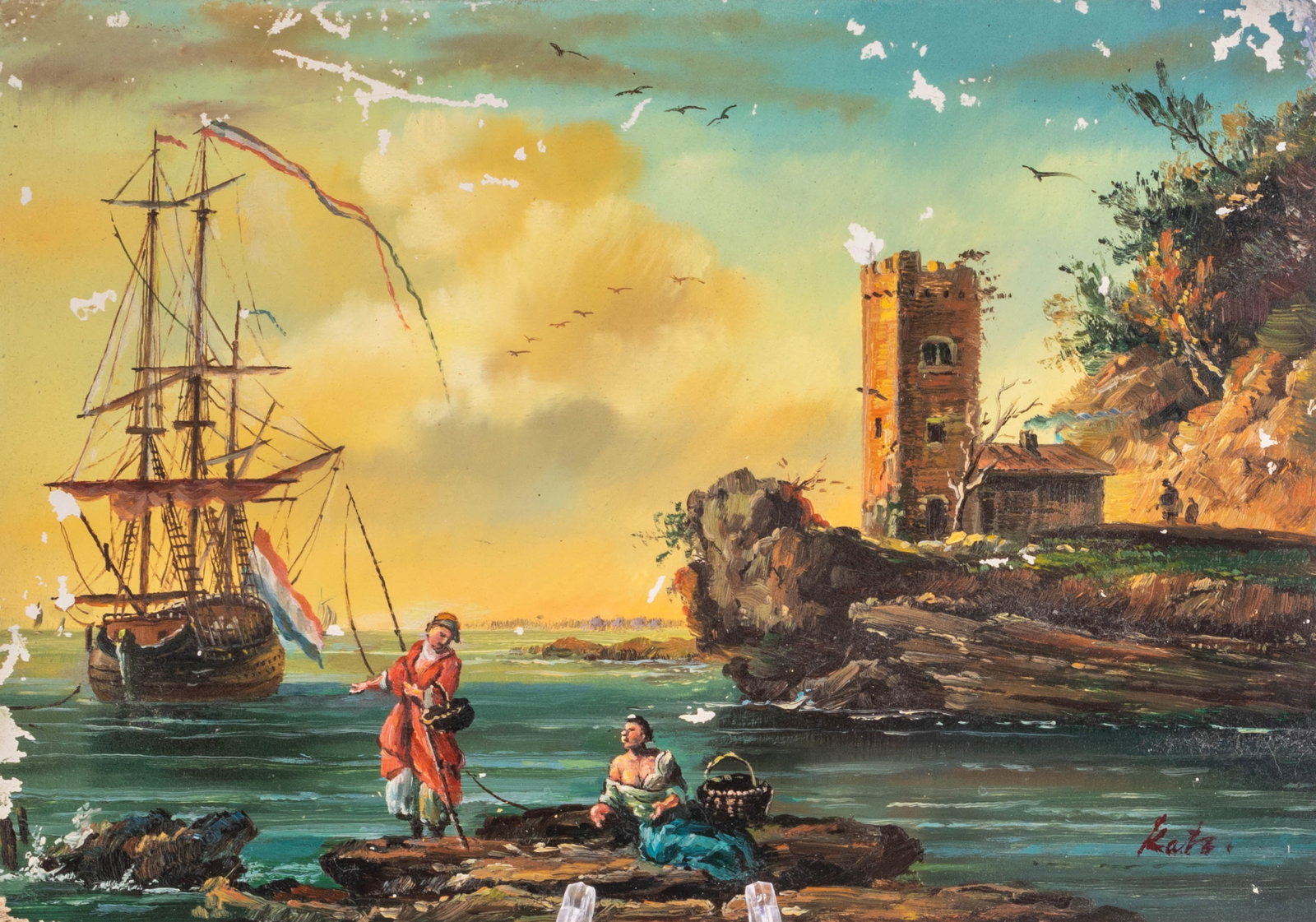 SMALL SIGNED DUTCH MARITIME PAINTING ON BOARD: Kindly examine all photographs provided in this listing or ask for a condition report. All items offered are in generally good, pre-owned condition, unless otherwise specifically described. The item i