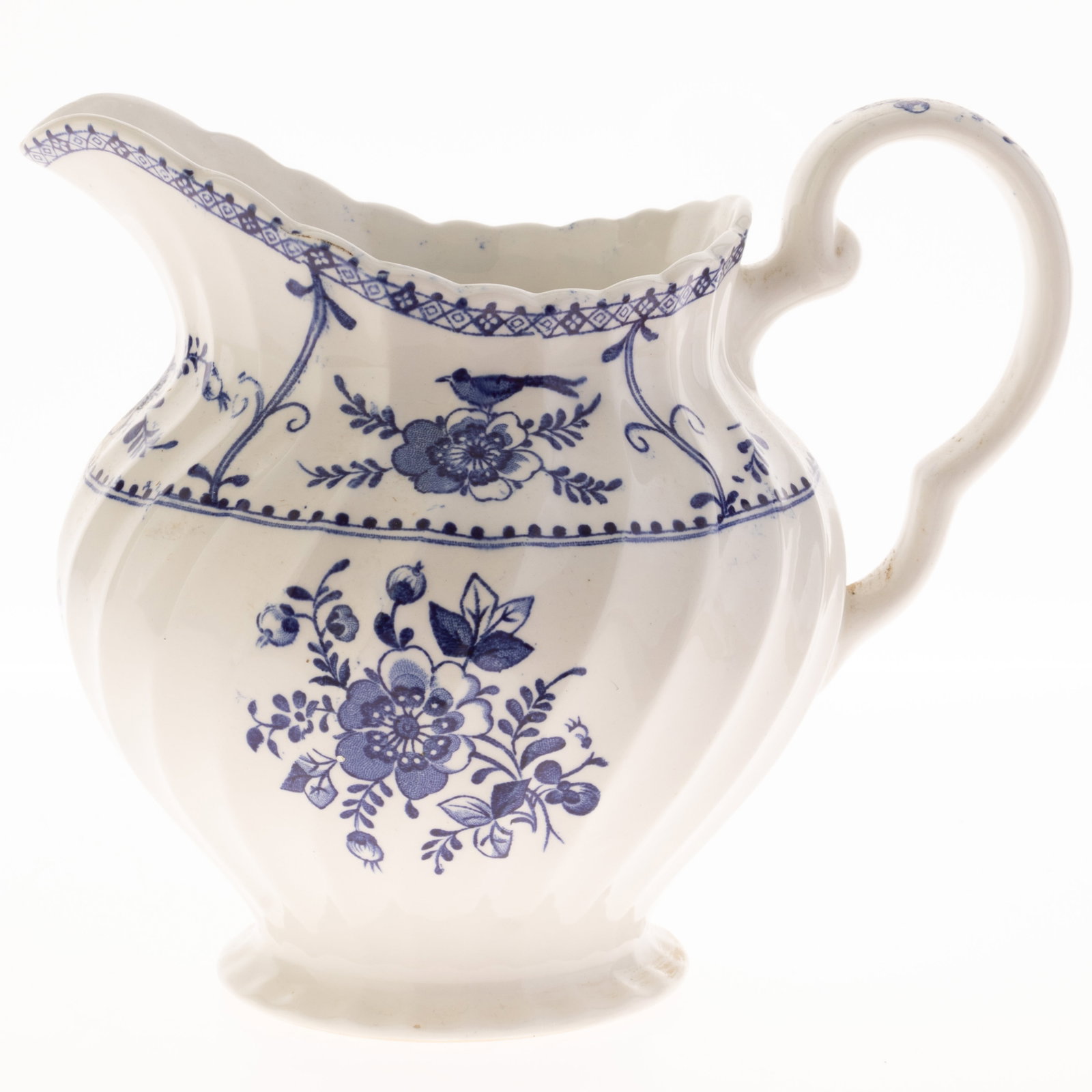 ANTIQUE JOHNSON BROS REEDED IRONSTONE PORCELAIN JUG: Kindly examine all photographs provided in this listing or ask for a condition report. All items offered are in generally good, pre-owned condition, unless otherwise specifically described. The item i