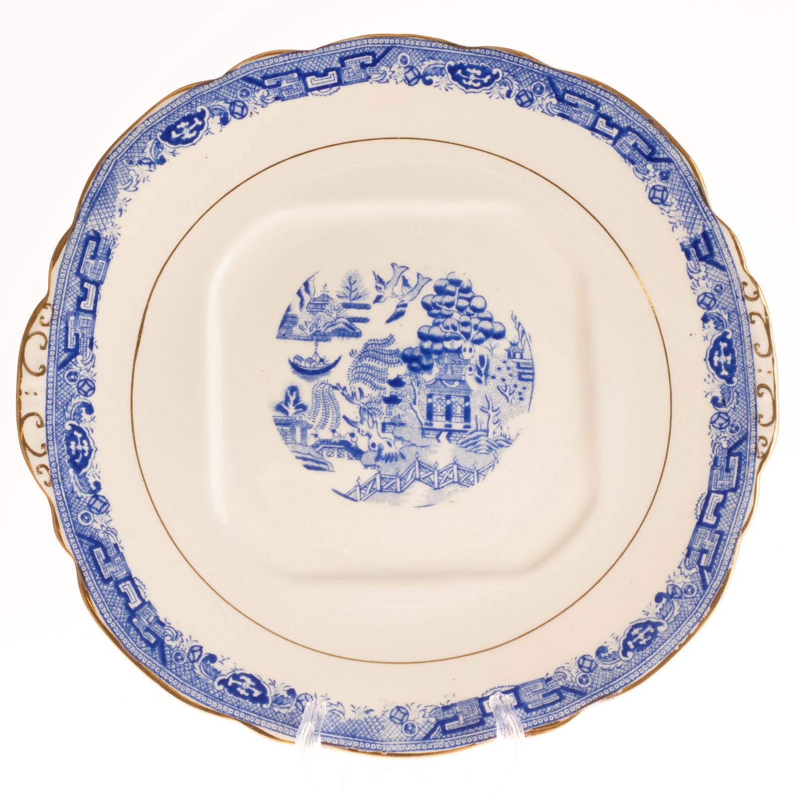 ANTIQUE VICTORIAN BLUE WILLOW PORCELAIN CERAMIC PLATE BRIDGERTON TAYLOR KENT (1 of 3)
