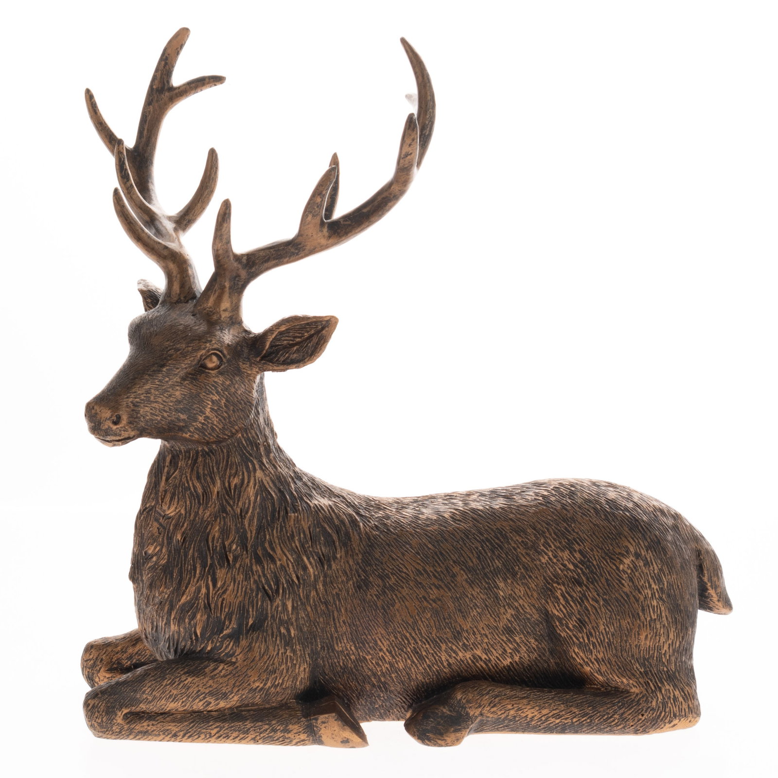 COMPOSITE FIGURE OF A RECUMBENT STAG DEER: Kindly examine all photographs provided in this listing or ask for a condition report. All items offered are in generally good, pre-owned condition, unless otherwise specifically described, sold as se