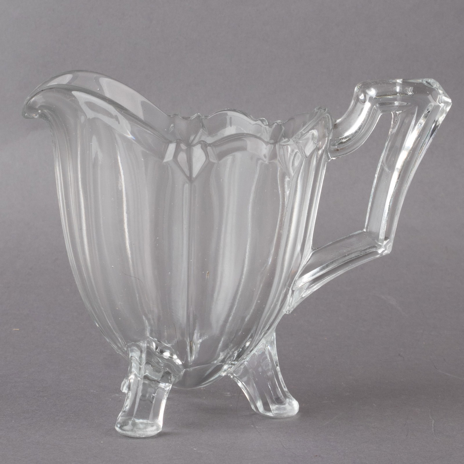 ANTIQUE ART DECO GLASS CREAMER: Kindly examine all photographs provided in this listing or ask for a condition report. All items offered are in generally good, pre-owned condition, unless otherwise specifically described, sold as se