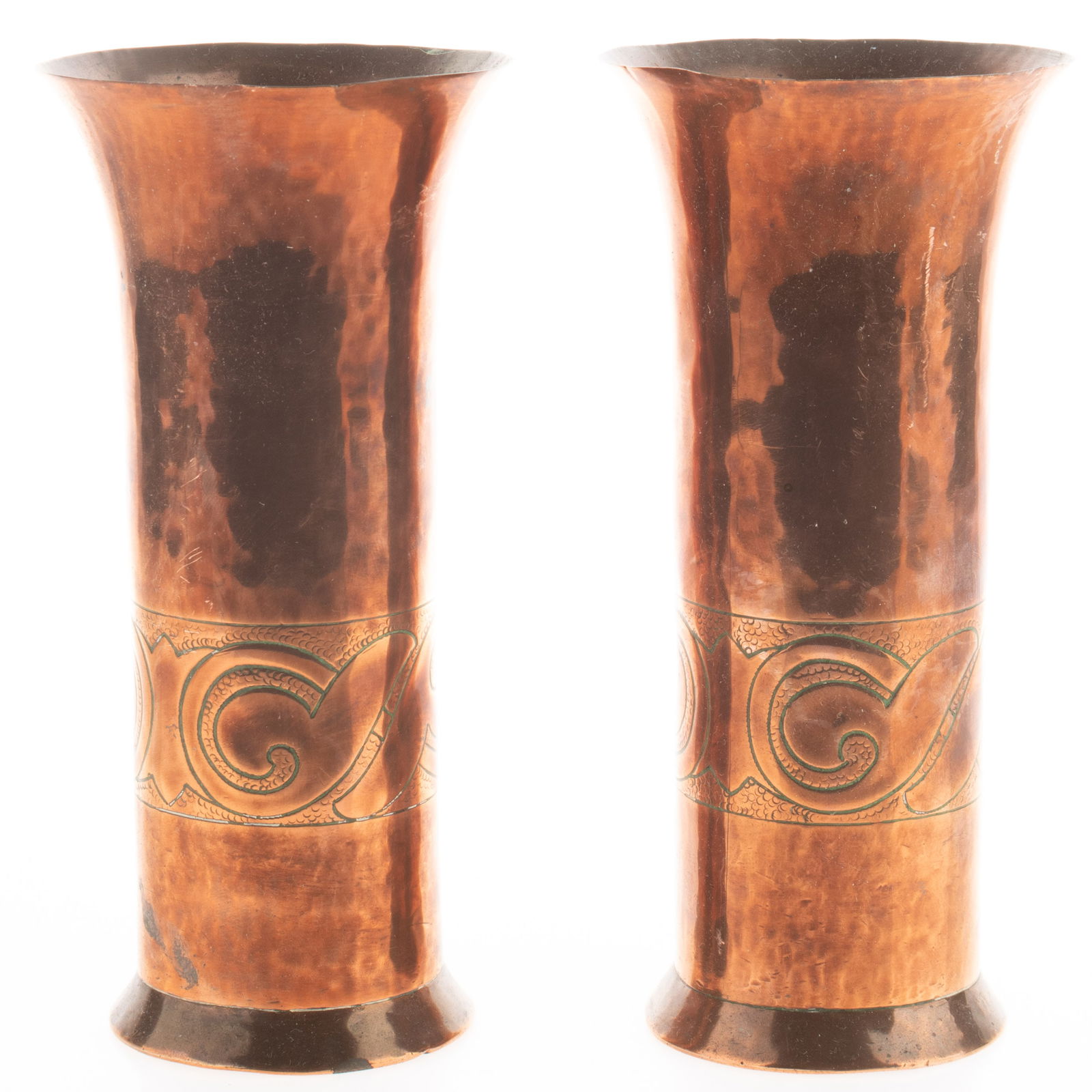 ANTIQUE PAIR OF ARTS & CRAFTS COPPER VASES EARLY 20TH CENTURY (1 of 3)