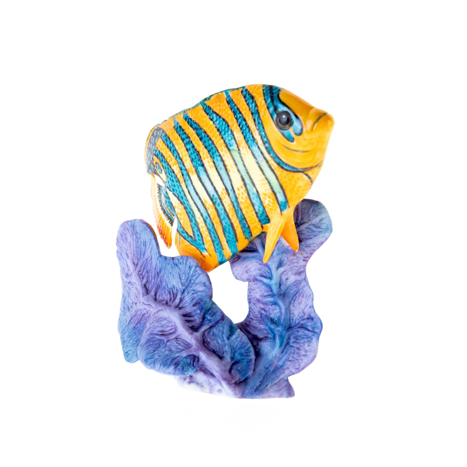 FRANKLIN MINT HAND-PAINTED PORCELAIN EXOTIC FISH FIGURE: (HEIGHT) 8CM.From a collection of Wedgwood and other selected ceramic/porcelain objects. Kindly examine all photographs provided in this listing or ask for a condition report. All items offered are in